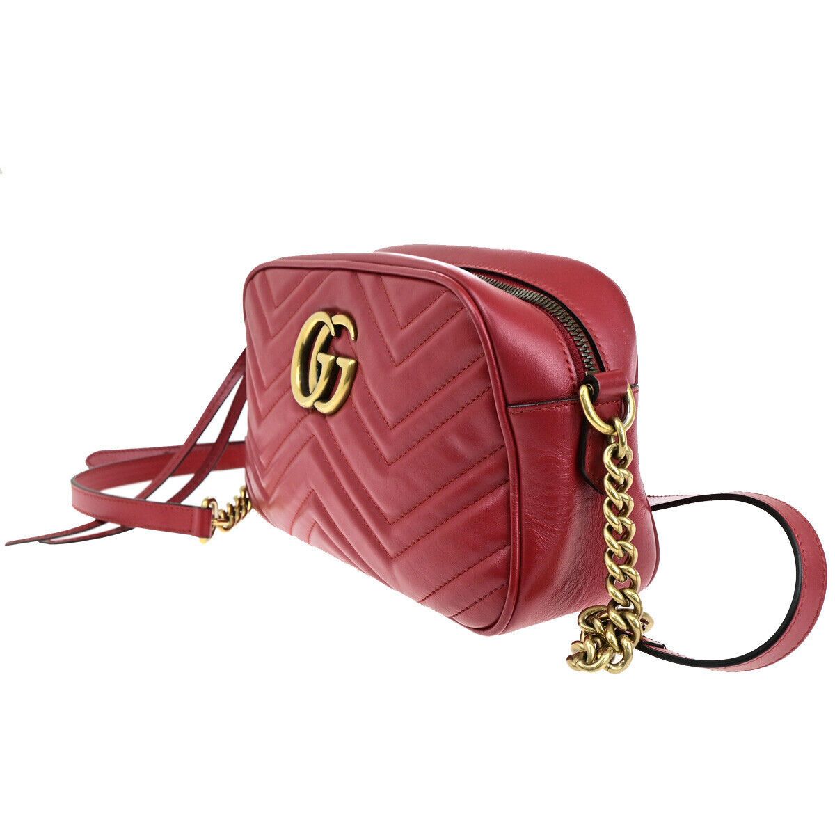 Gucci Gg Marmont Red Leather Shoulder Bag (Pre-Owned) Size ONE SIZE - 3 Thumbnail