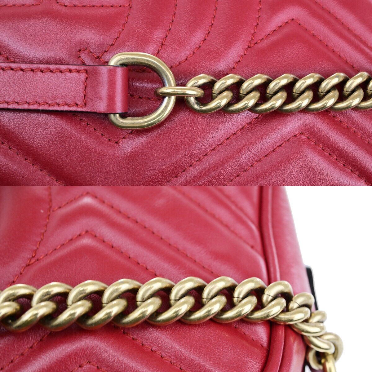 Gucci Gg Marmont Red Leather Shoulder Bag (Pre-Owned) Size ONE SIZE - 14 Thumbnail
