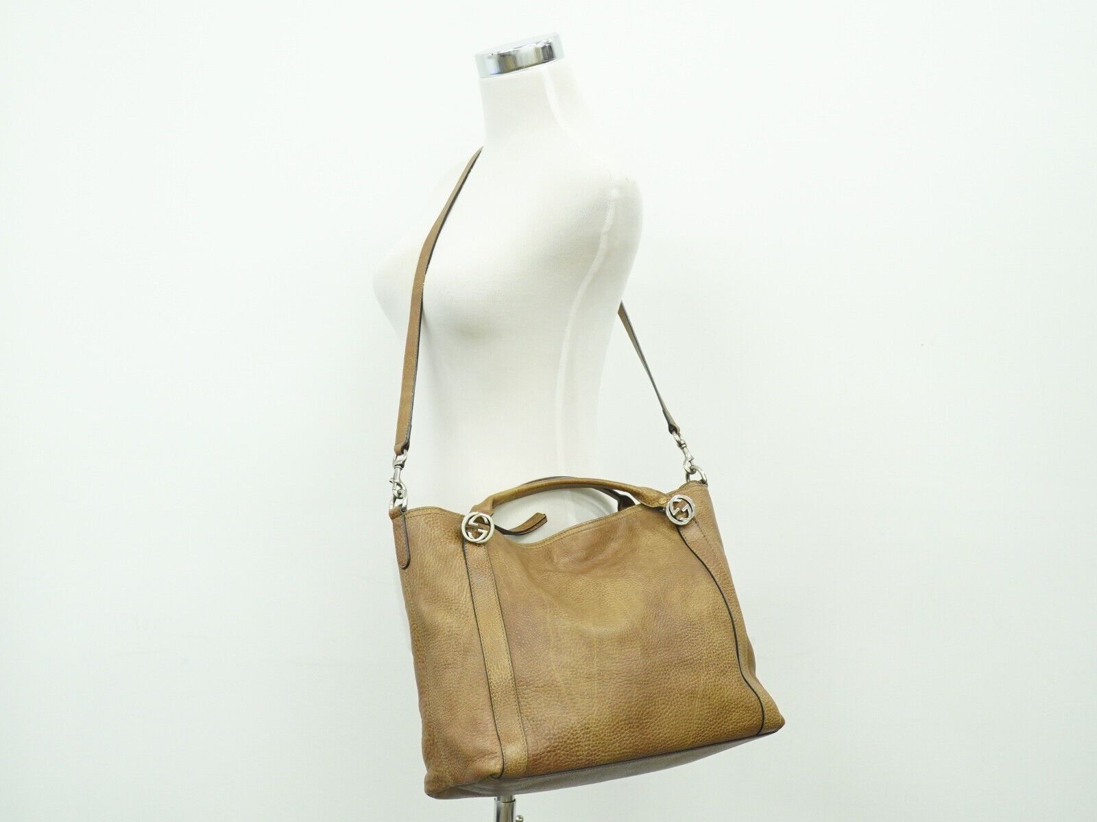 Gucci Miss Gg Brown Leather Tote Bag (Pre-Owned) Size ONE SIZE - 11 Thumbnail