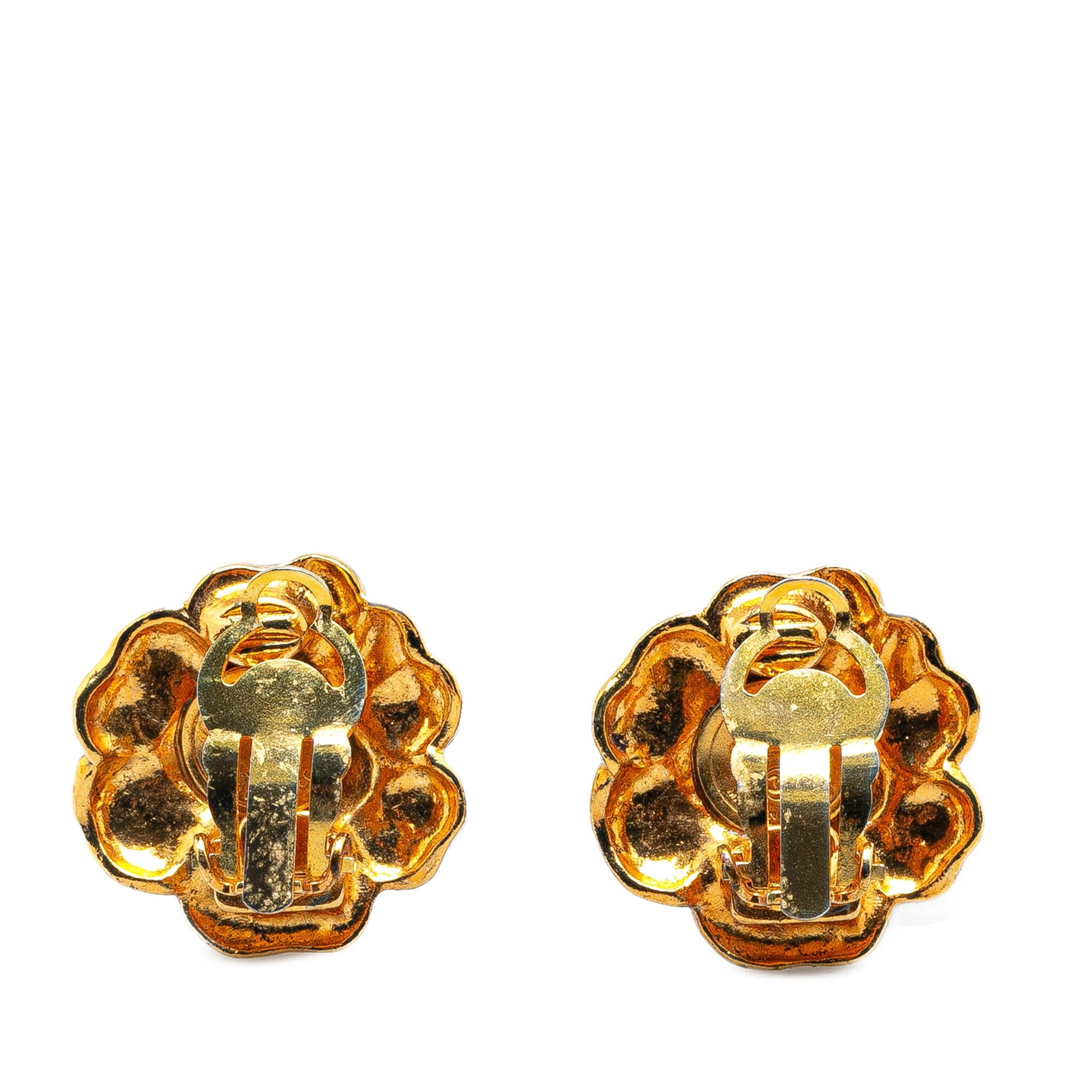 Chanel Chanel Gold Plated Camellia Clip on Earrings Gold Size ONE SIZE - 2 Thumbnail