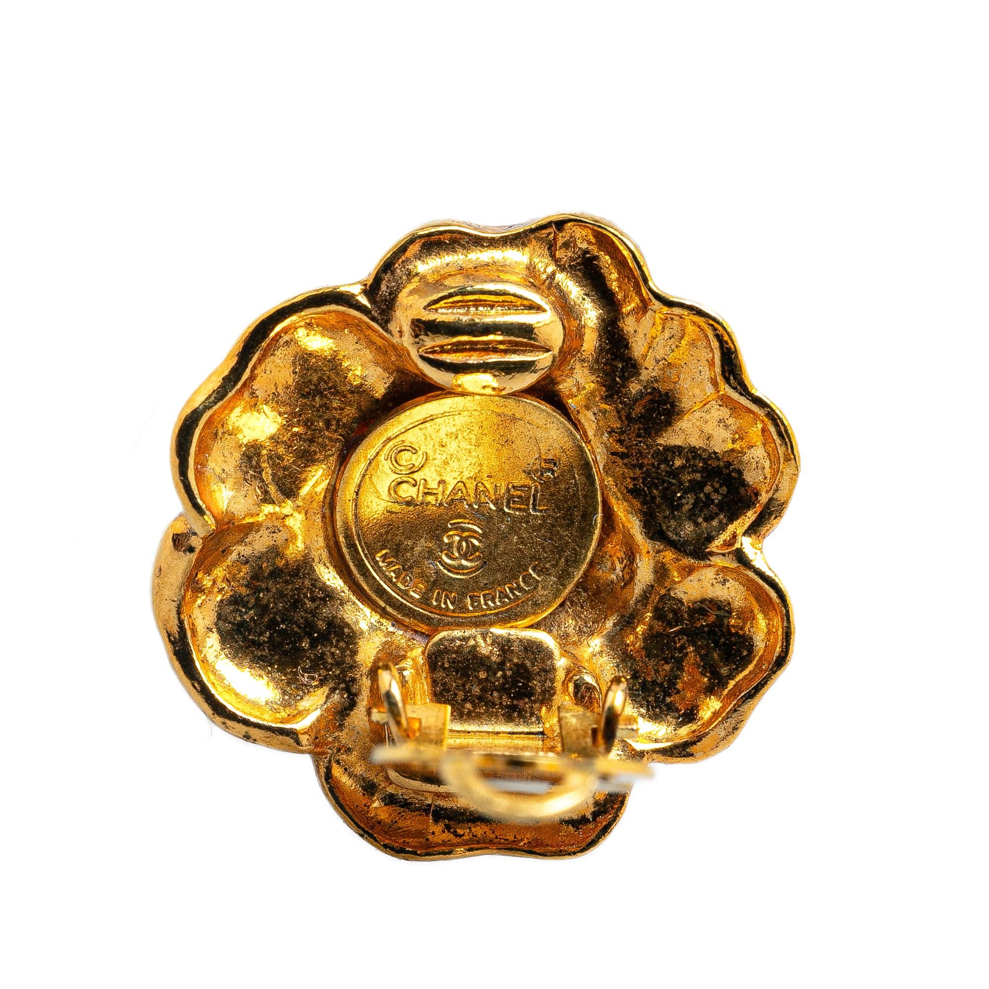 Chanel Chanel Gold Plated Camellia Clip on Earrings Gold Size ONE SIZE - 3 Thumbnail