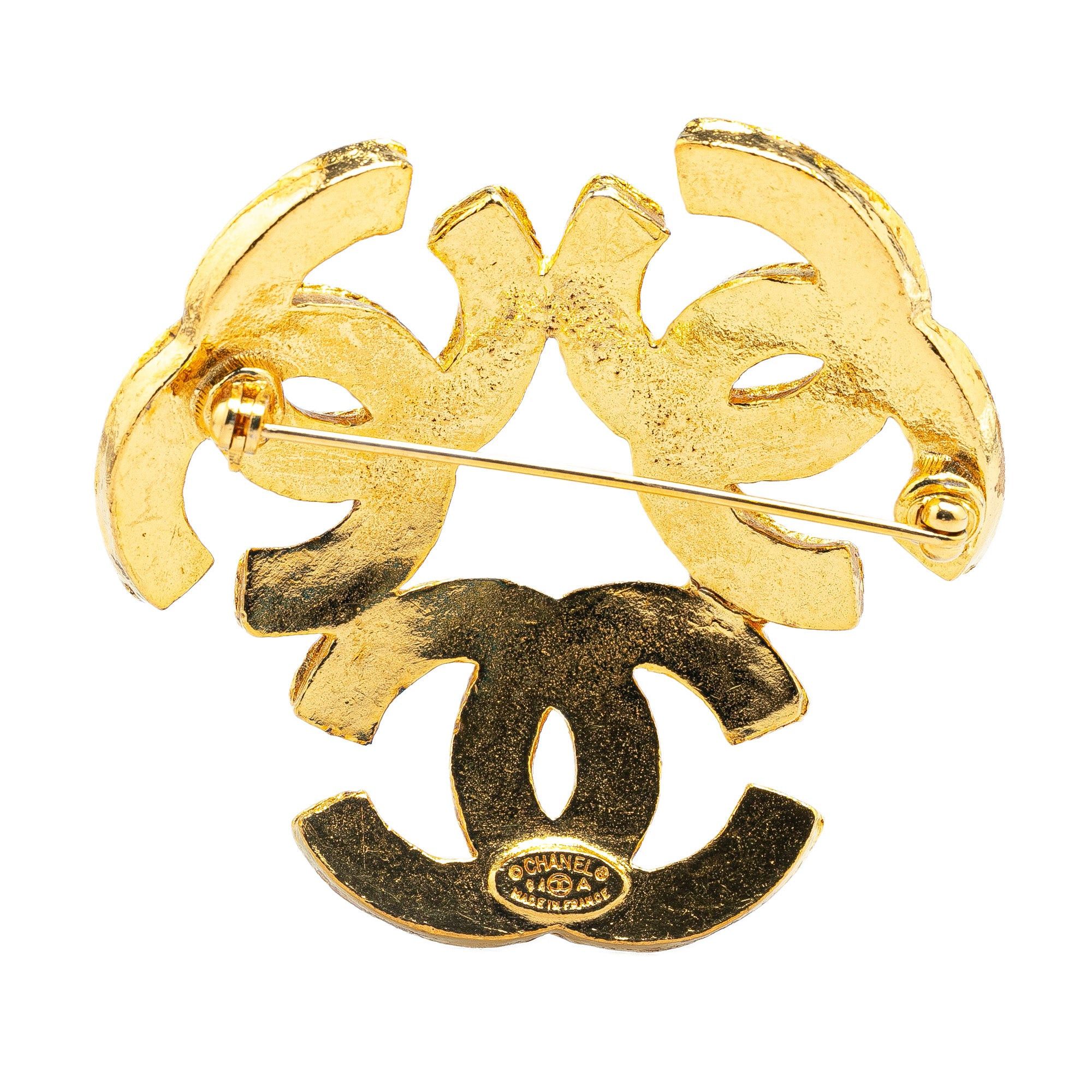 Chanel Chanel Gold Plated Triple CC Brooch Gold Size ONE SIZE - 2 Thumbnail
