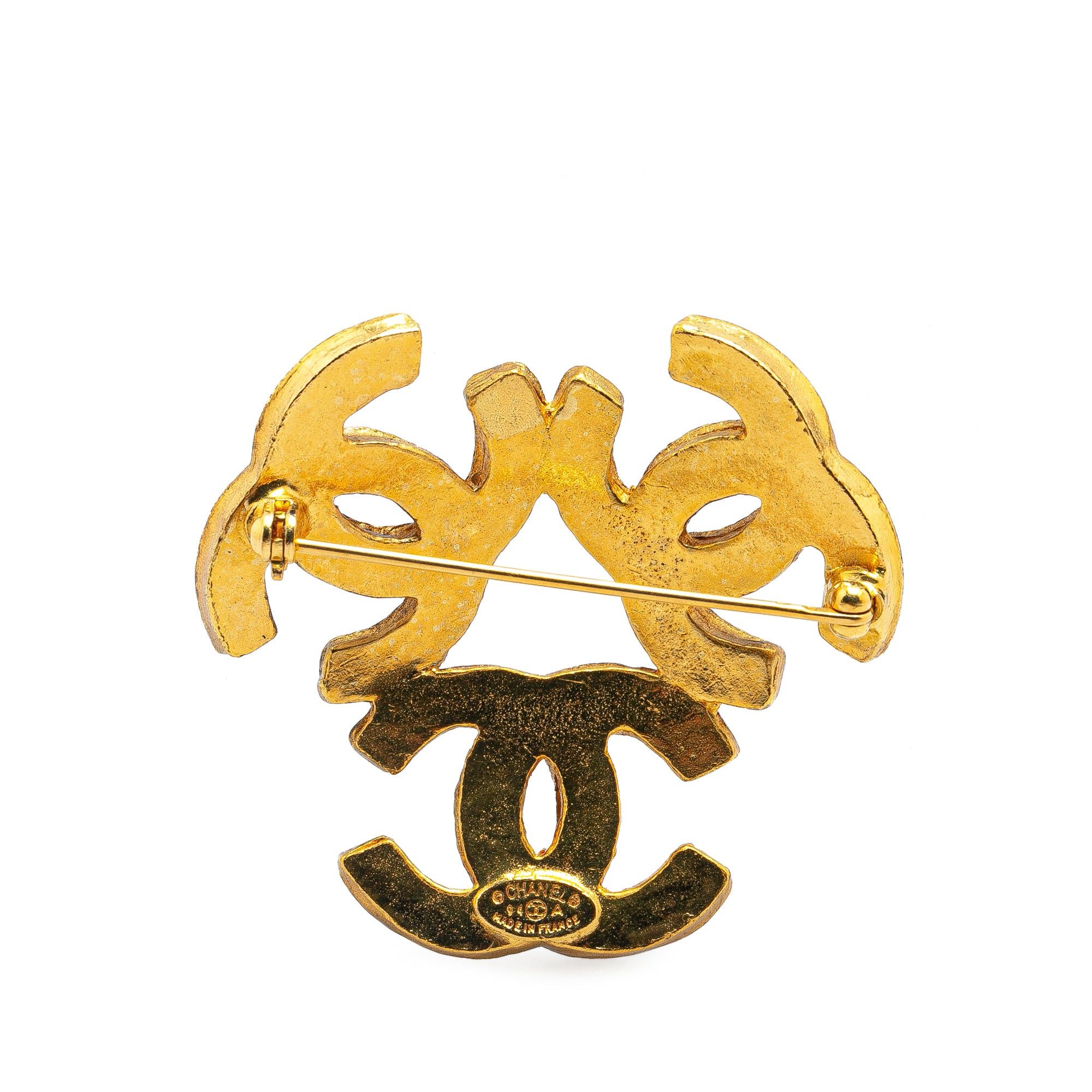 Chanel Chanel Gold Plated Triple CC Brooch Gold Size ONE SIZE - 2 Thumbnail
