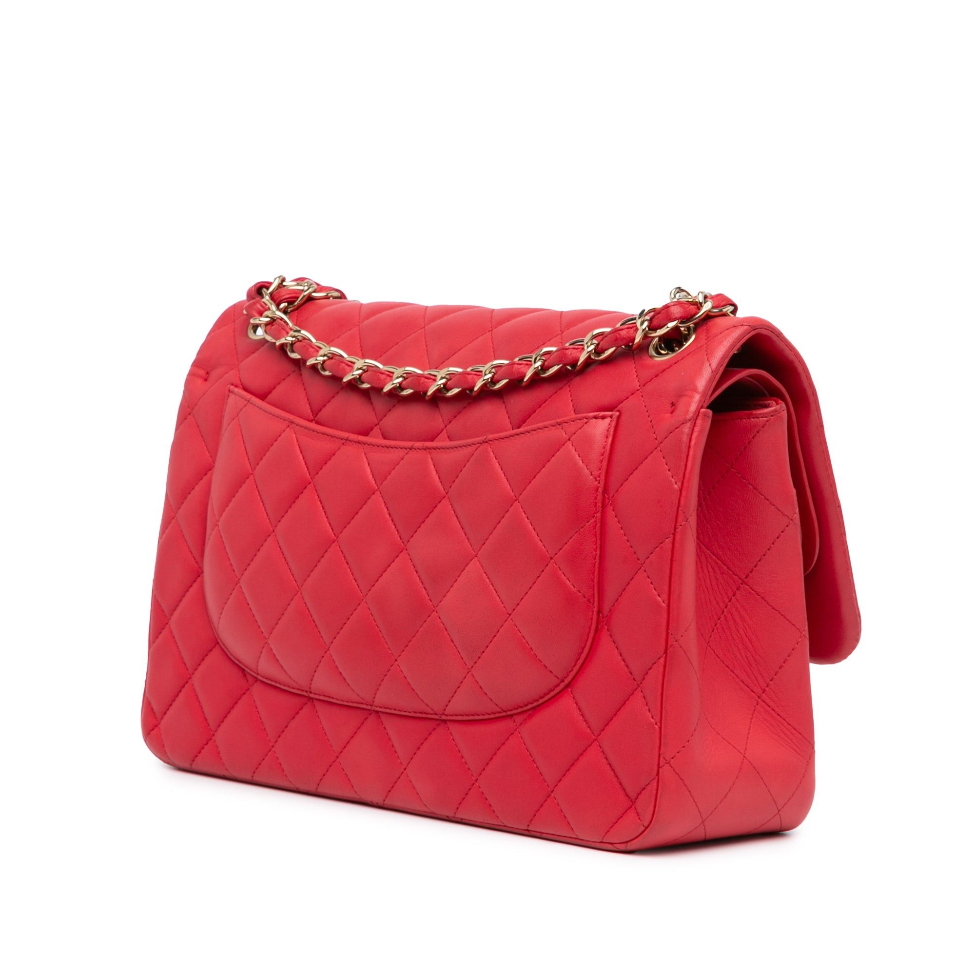 Chanel Chanel Jumbo Classic Lambskin Double Flap Red Size ONE SIZE - 2 Thumbnail