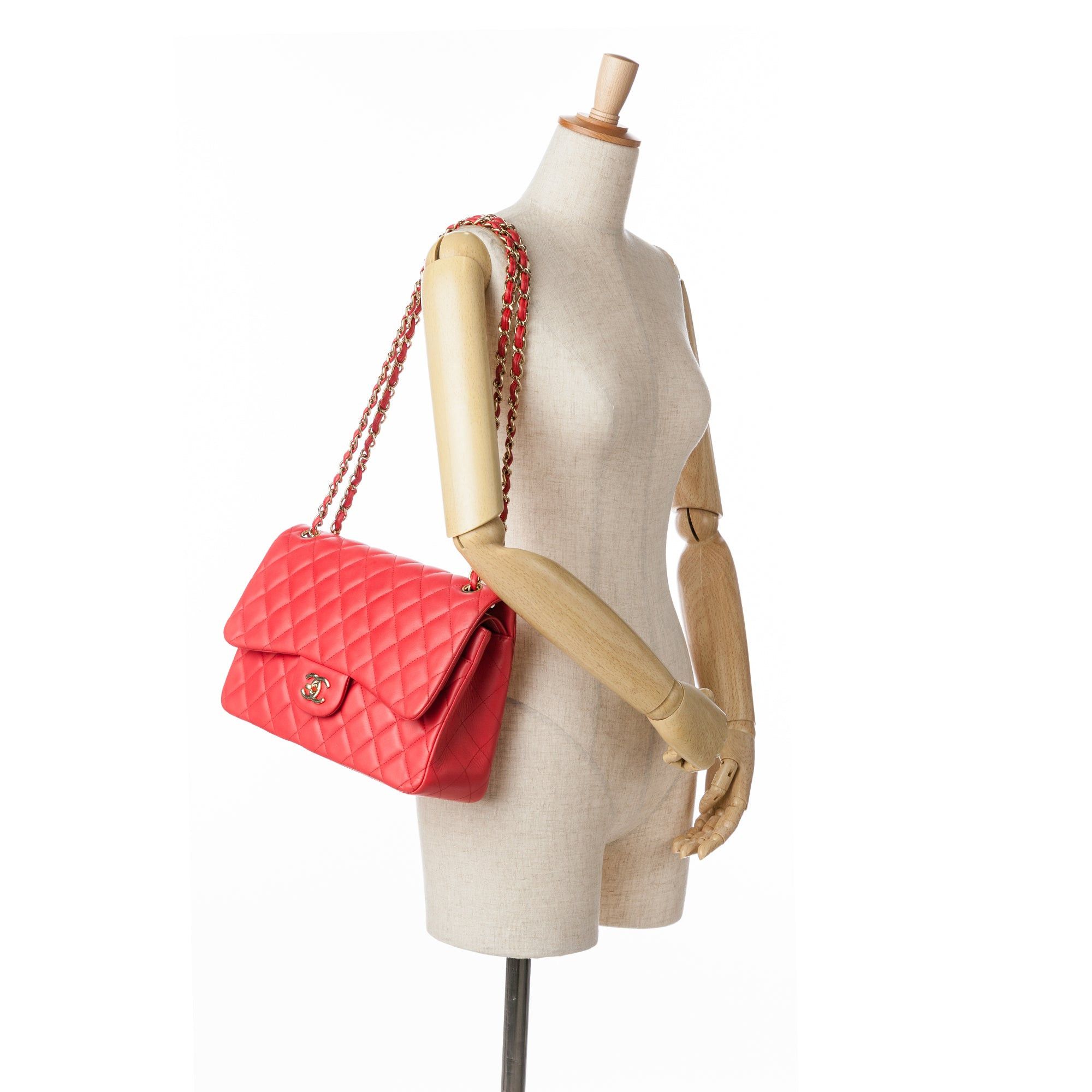 Chanel Chanel Jumbo Classic Lambskin Double Flap Red Size ONE SIZE - 12 Thumbnail