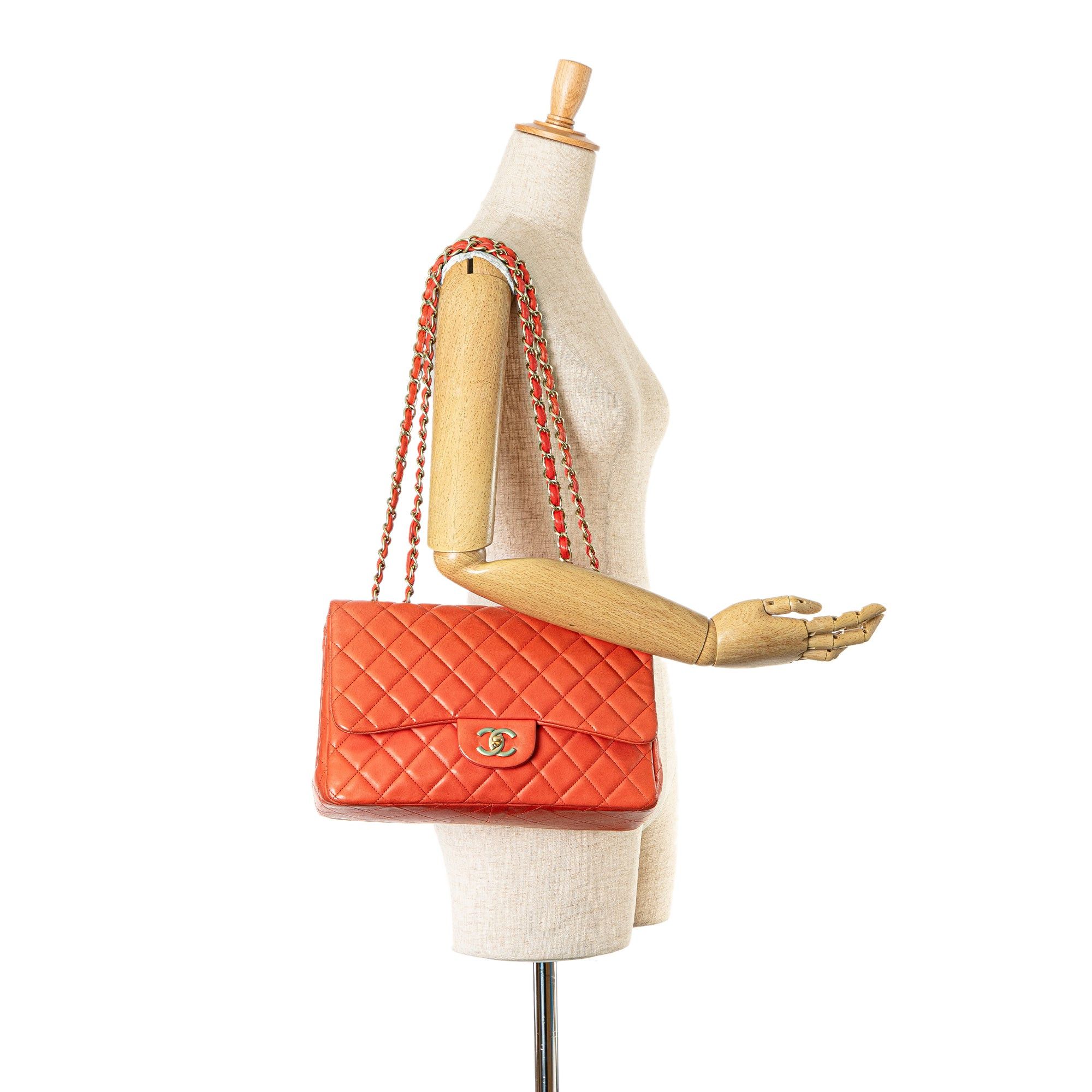 Chanel Chanel Jumbo Classic Lambskin Single Flap Orange Size ONE SIZE - 10 Thumbnail