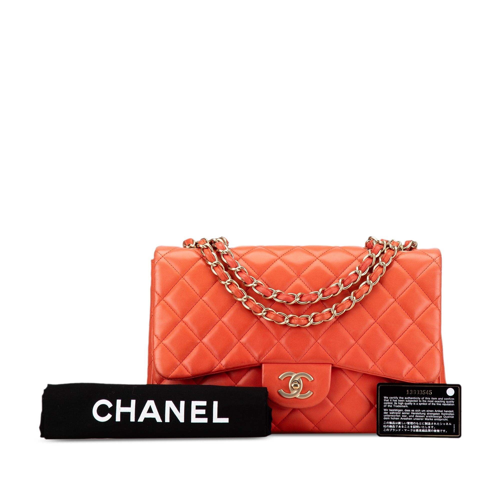 Chanel Chanel Jumbo Classic Lambskin Single Flap Orange Size ONE SIZE - 11 Thumbnail