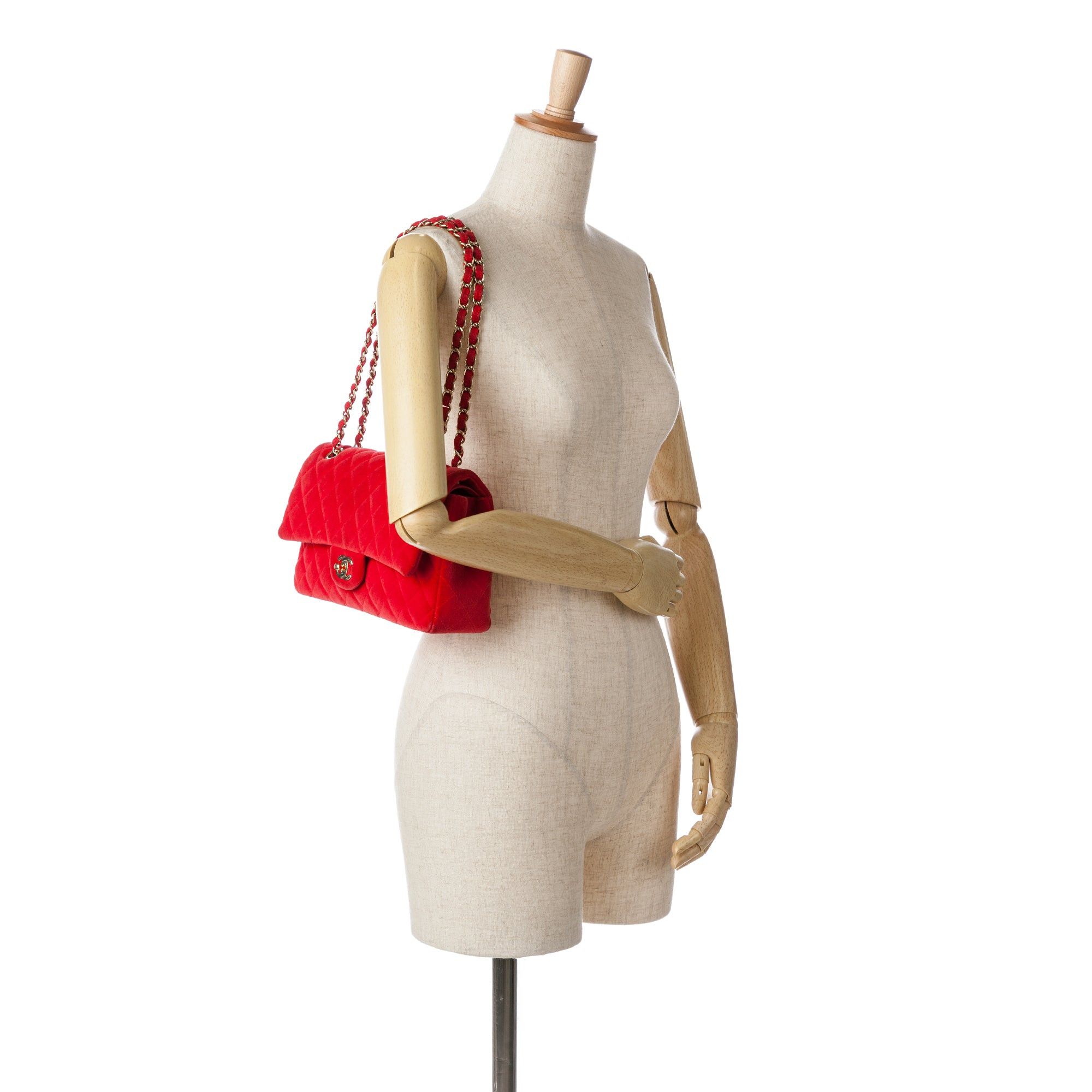 Chanel Chanel Medium Classic Velvet Double Flap Red Size ONE SIZE - 9 Thumbnail