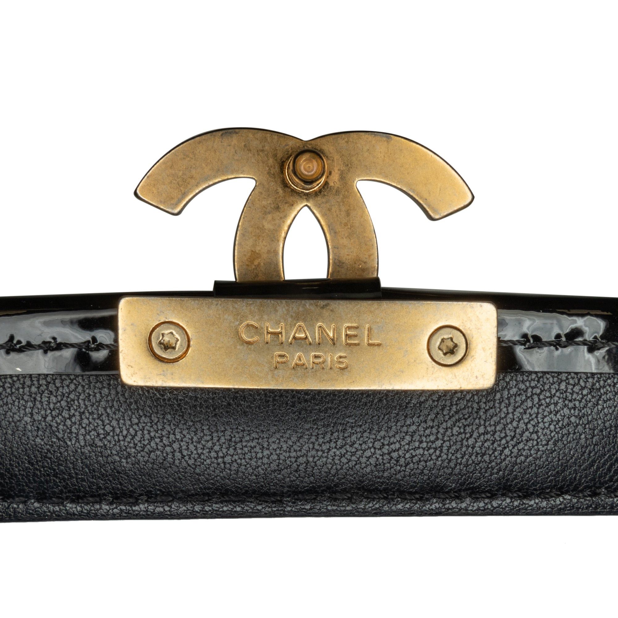 Chanel Chanel Mini Quilted Patent Graphic Catch Flap Black Size ONE SIZE - 5 Thumbnail