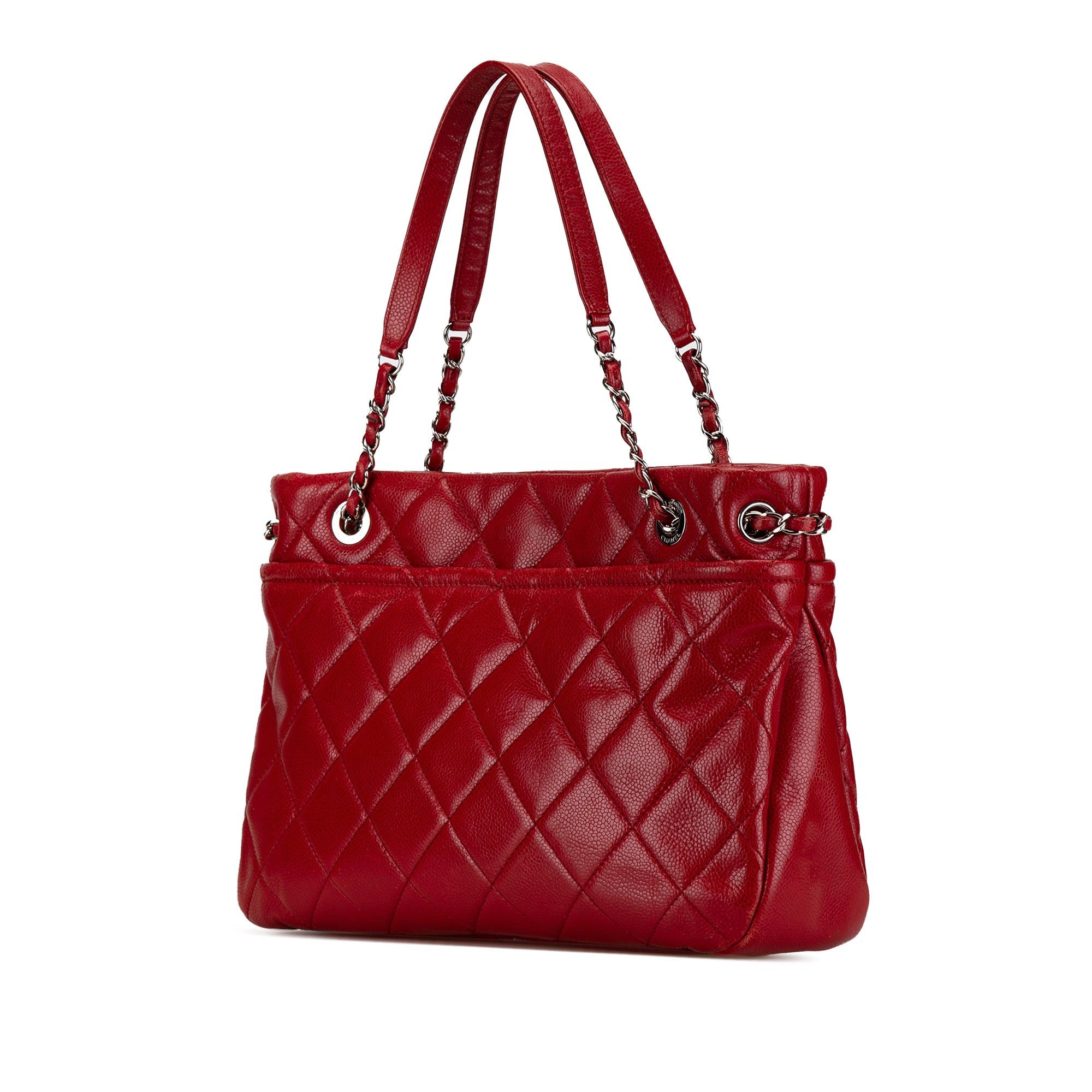 Chanel Chanel Quilted Caviar Soft Shopper Tote Red Size ONE SIZE - 2 Thumbnail
