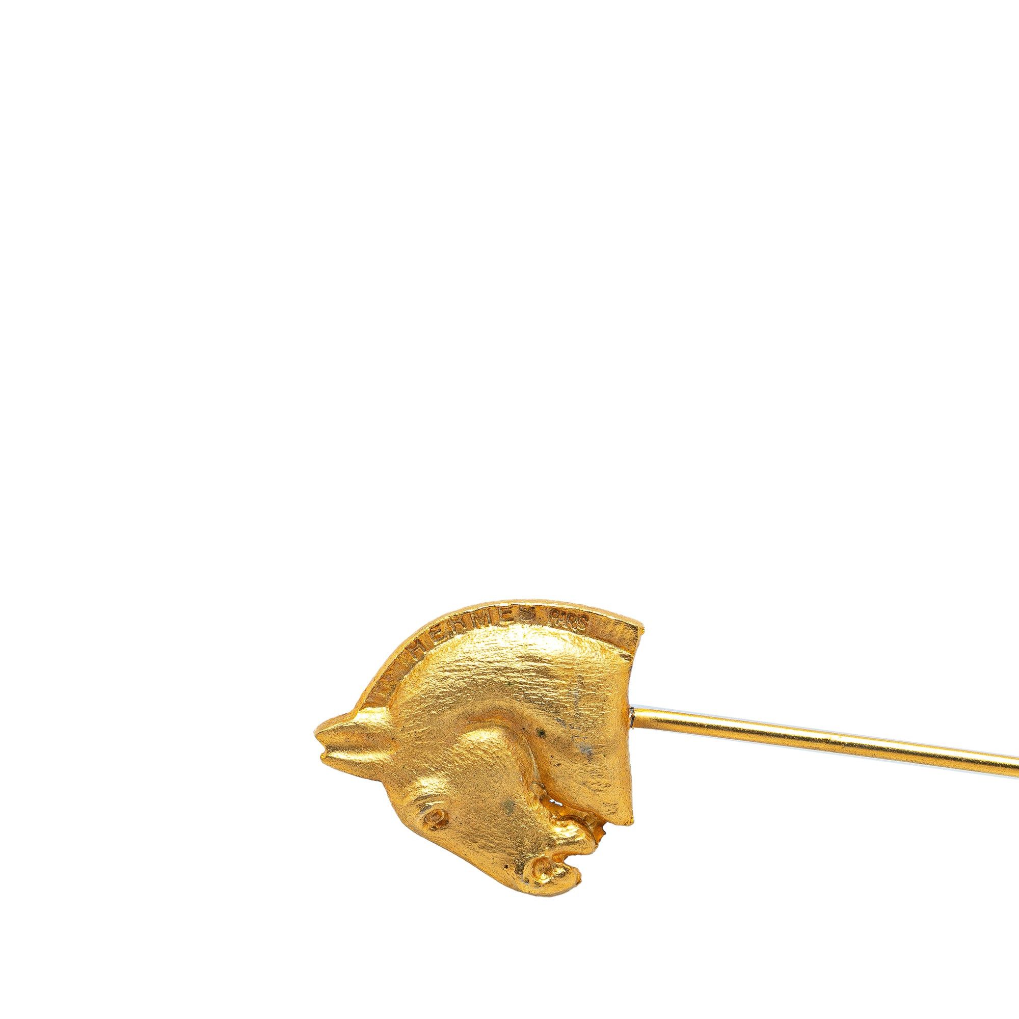 Hermes Hermès Gold Plated Large Cheval Pin Brooch Gold Size ONE SIZE - 4 Thumbnail