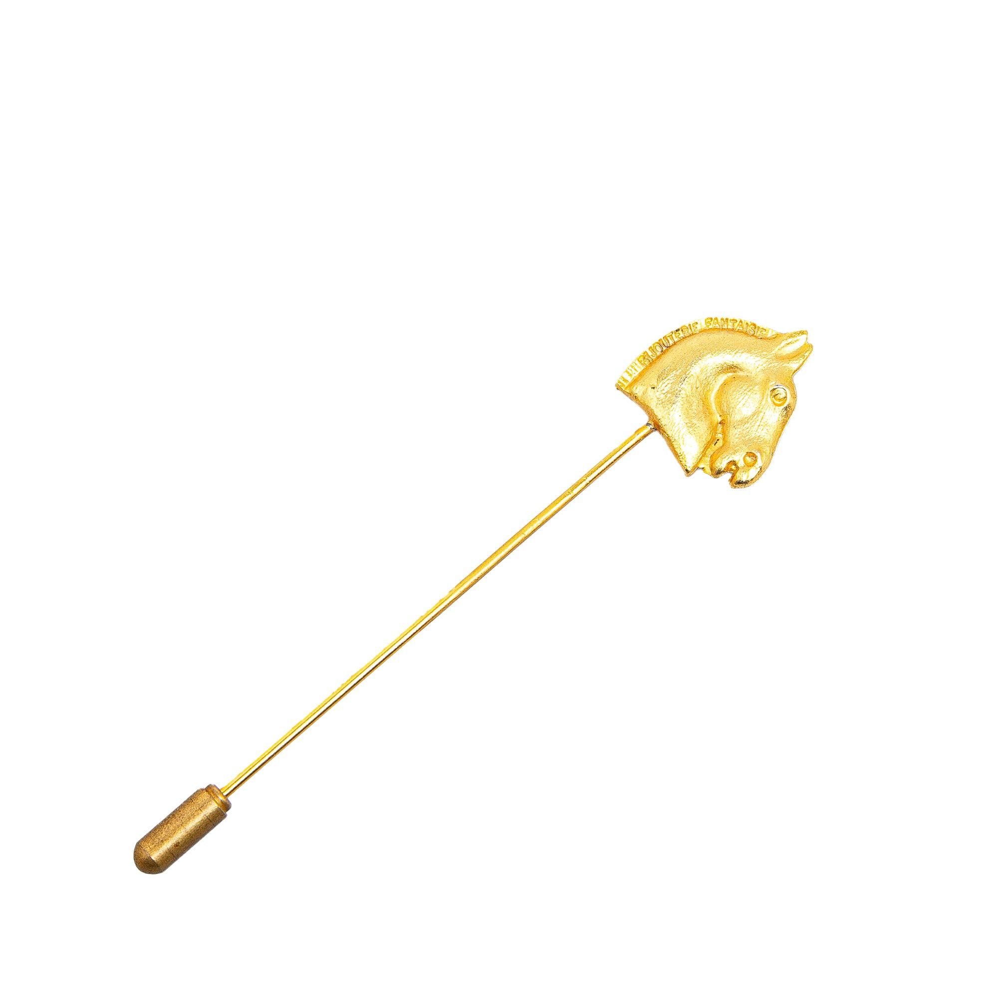 Hermes Hermès Gold Plated Large Cheval Pin Brooch Gold Size ONE SIZE - 2 Thumbnail