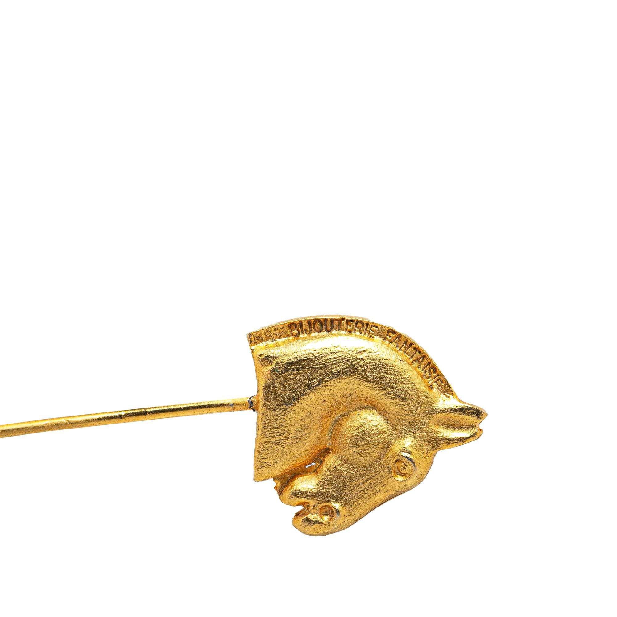 Hermes Hermès Gold Plated Large Cheval Pin Brooch Gold Size ONE SIZE - 3 Thumbnail