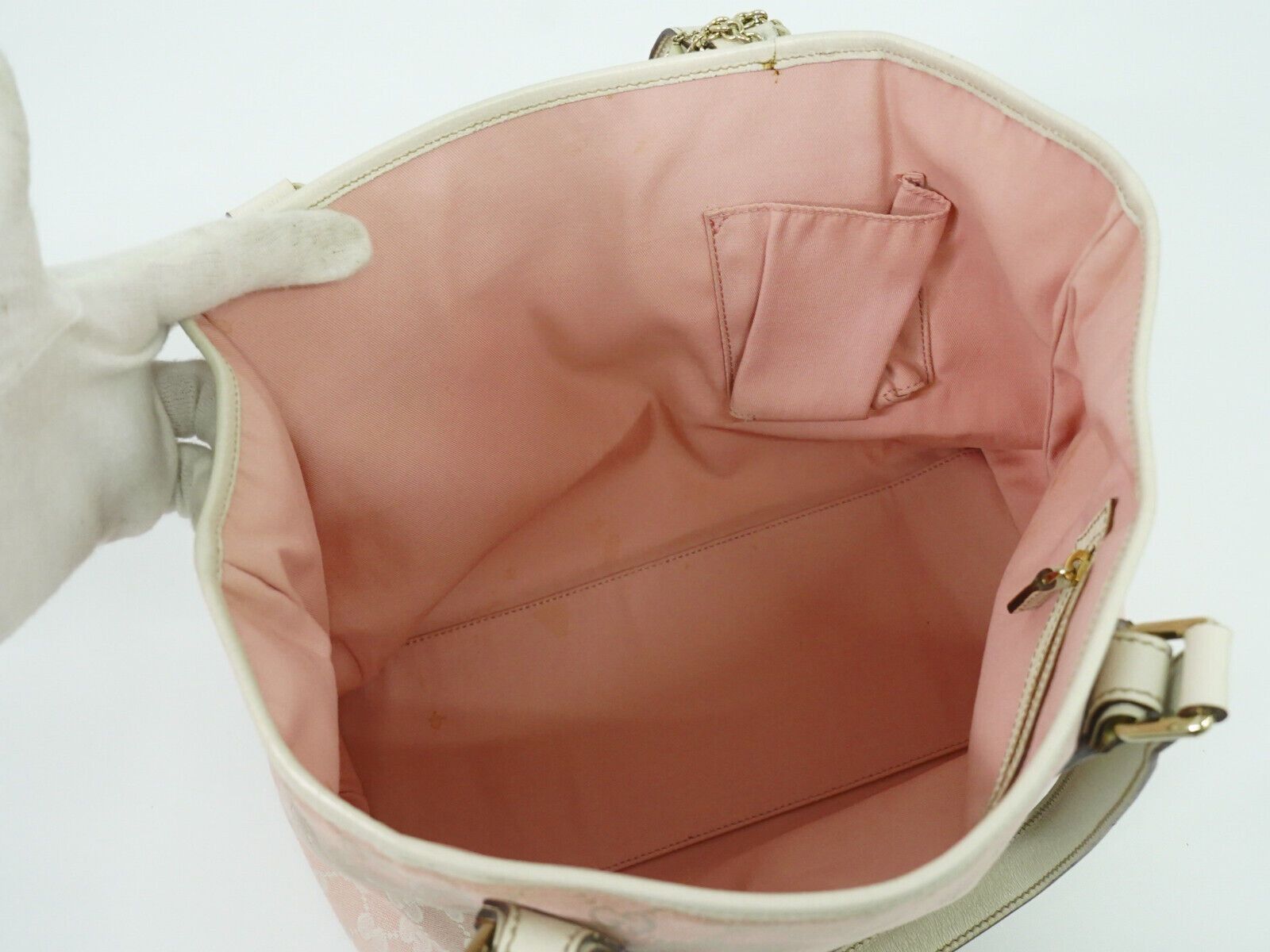 Gucci Sherry Pink Canvas Tote Bag (Pre-Owned) Size ONE SIZE - 18 Thumbnail