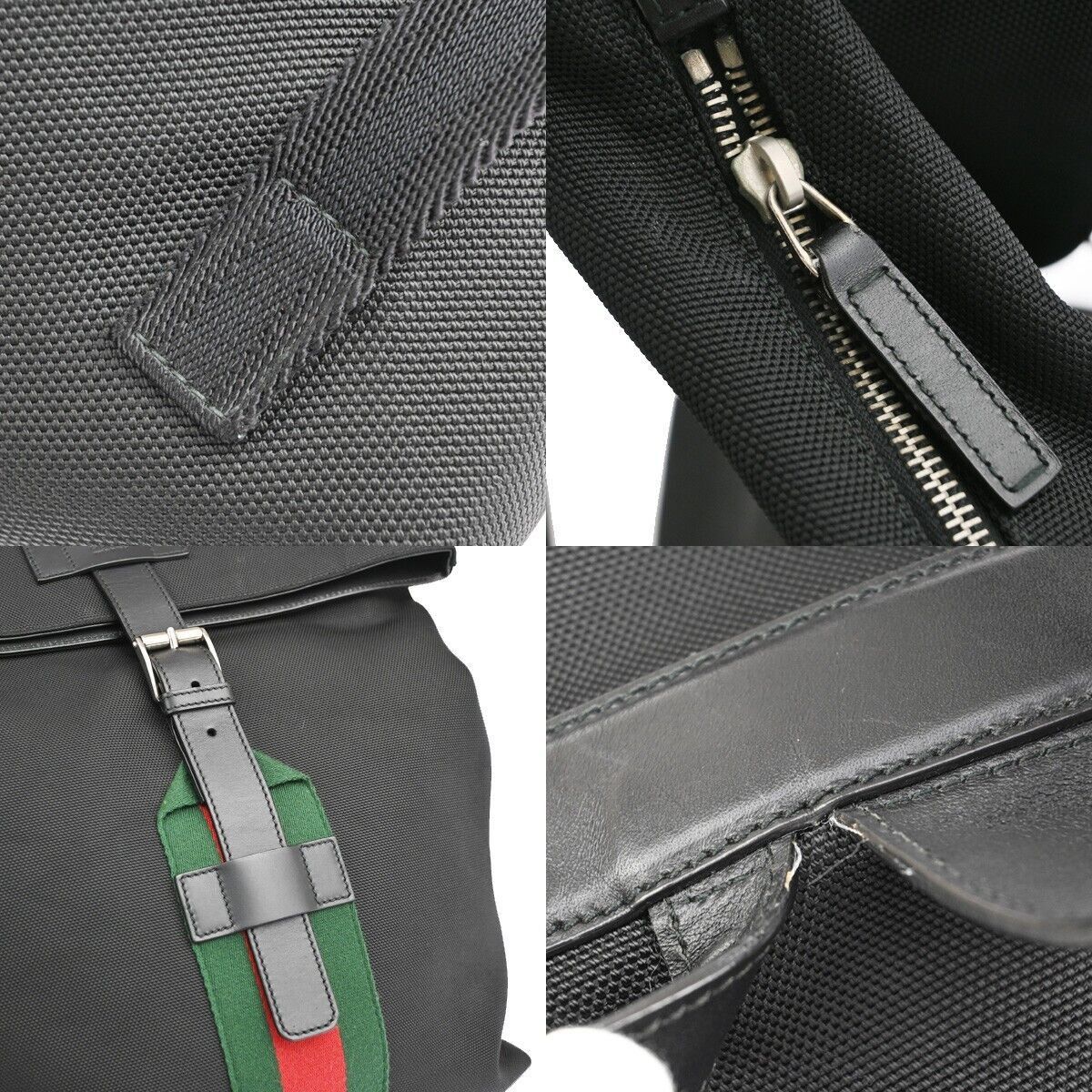 Gucci Sherry Black Canvas Backpack Bag (Pre-Owned) Size ONE SIZE - 7 Thumbnail