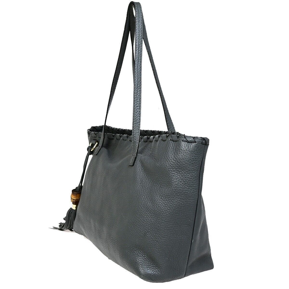 Gucci Bamboo Grey Leather Tote Bag (Pre-Owned) Size ONE SIZE - 3 Thumbnail