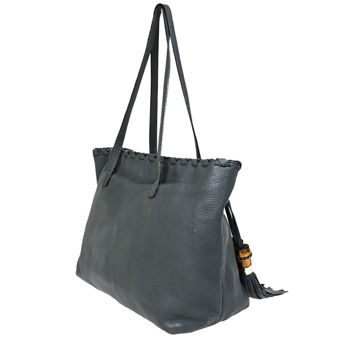 Gucci Bamboo Grey Leather Tote Bag (Pre-Owned) Size ONE SIZE - 12 Thumbnail