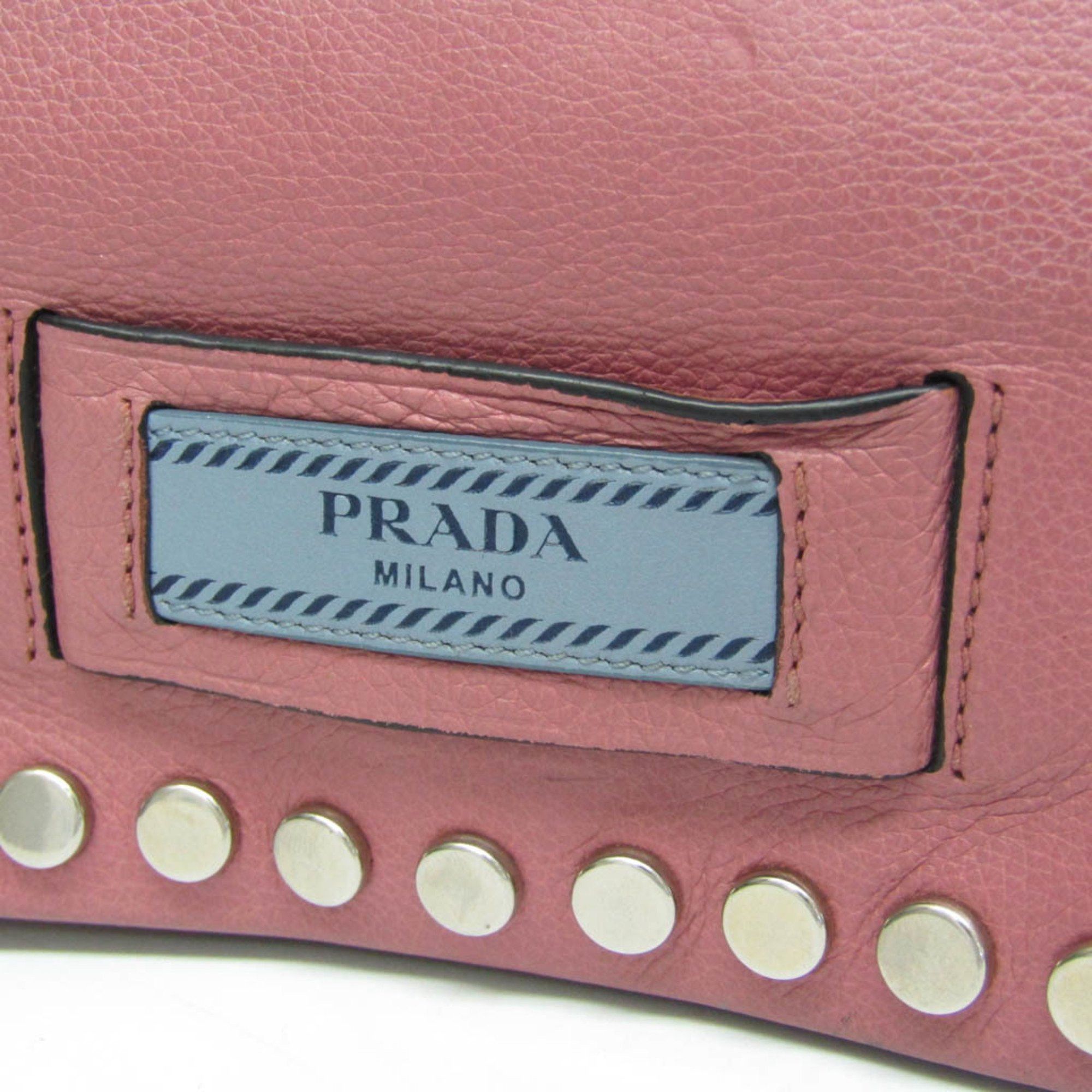 Prada Etiquette Pink Leather Shoulder Bag (Pre-Owned) Size ONE SIZE - 8 Thumbnail