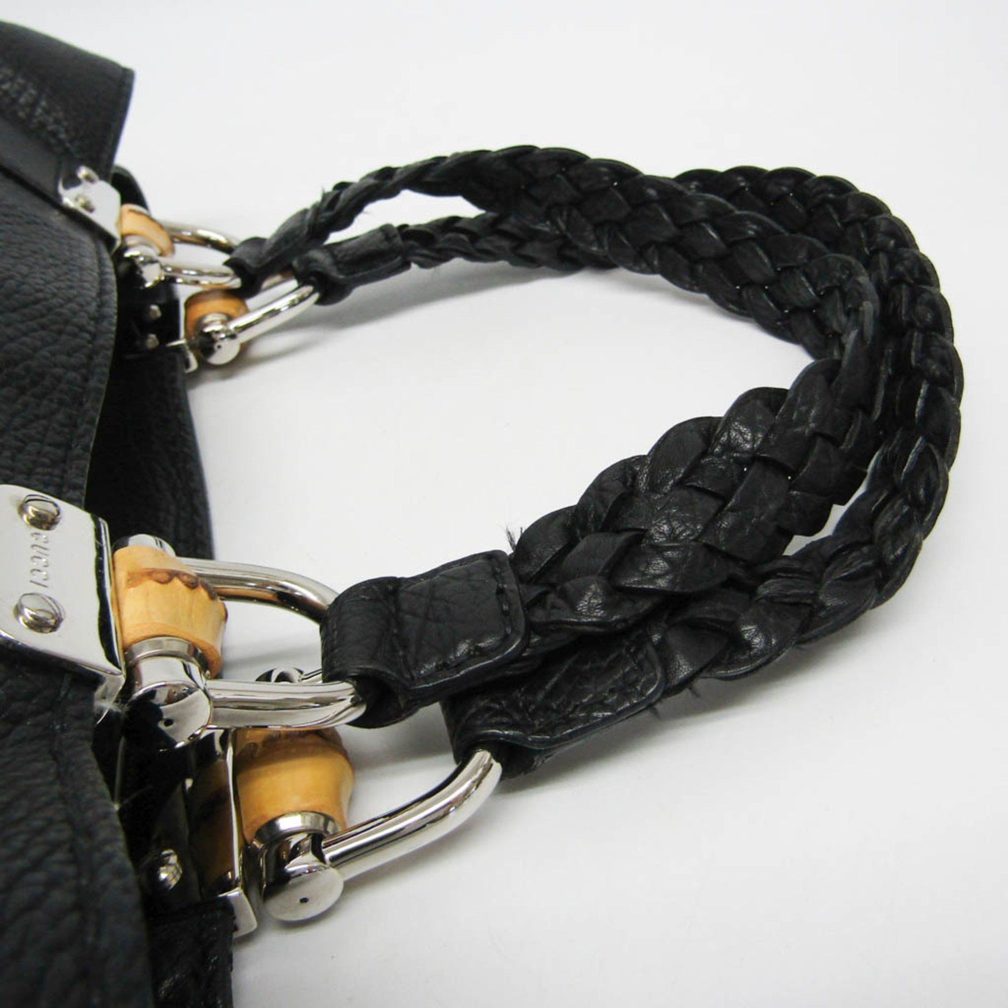Gucci Bamboo Black Leather Tote Bag (Pre-Owned) Size ONE SIZE - 4 Thumbnail