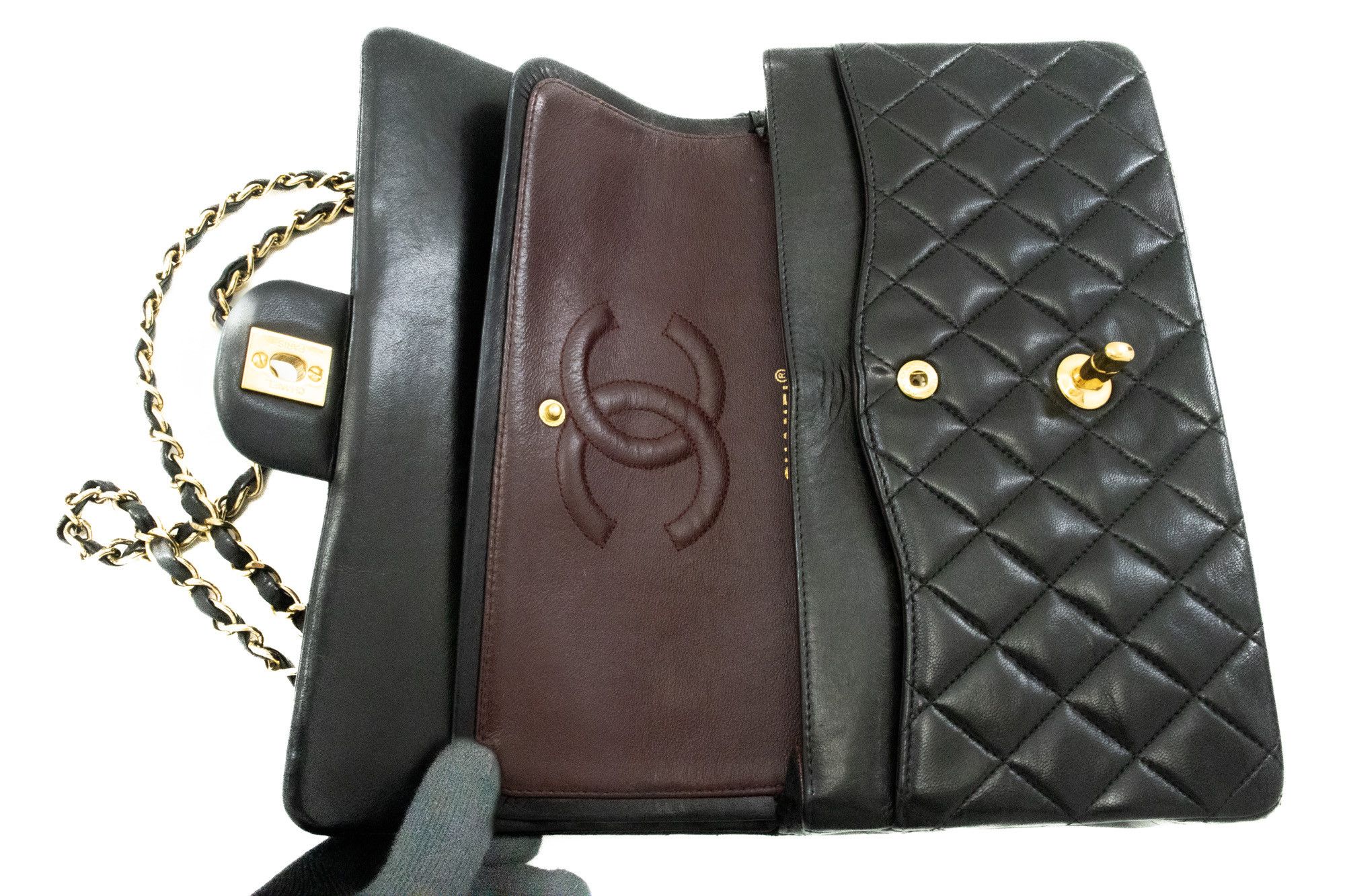 Chanel Double Flap Black Leather Shoulder Bag (Pre-Owned) Size ONE SIZE - 11 Thumbnail