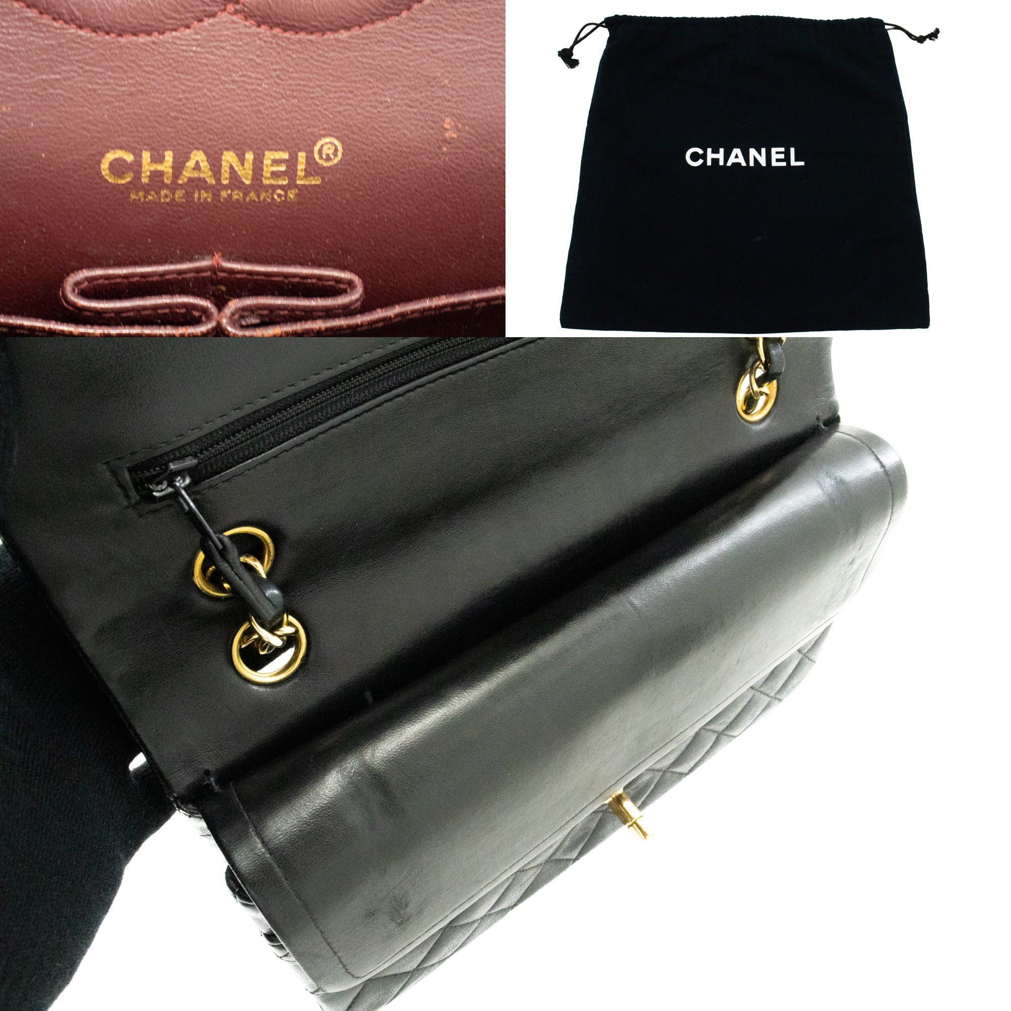 Chanel Double Flap Black Leather Shoulder Bag (Pre-Owned) Size ONE SIZE - 9 Thumbnail
