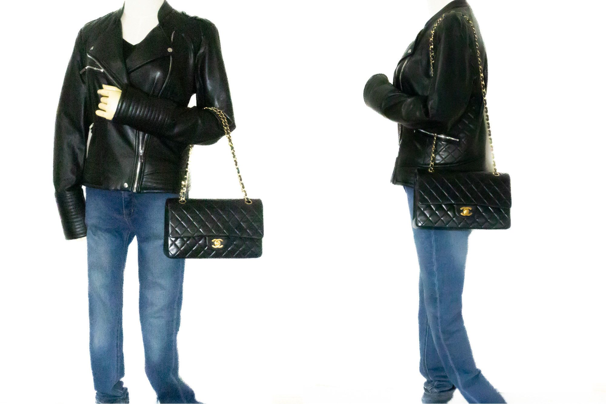 Chanel Double Flap Black Leather Shoulder Bag (Pre-Owned) Size ONE SIZE - 7 Thumbnail