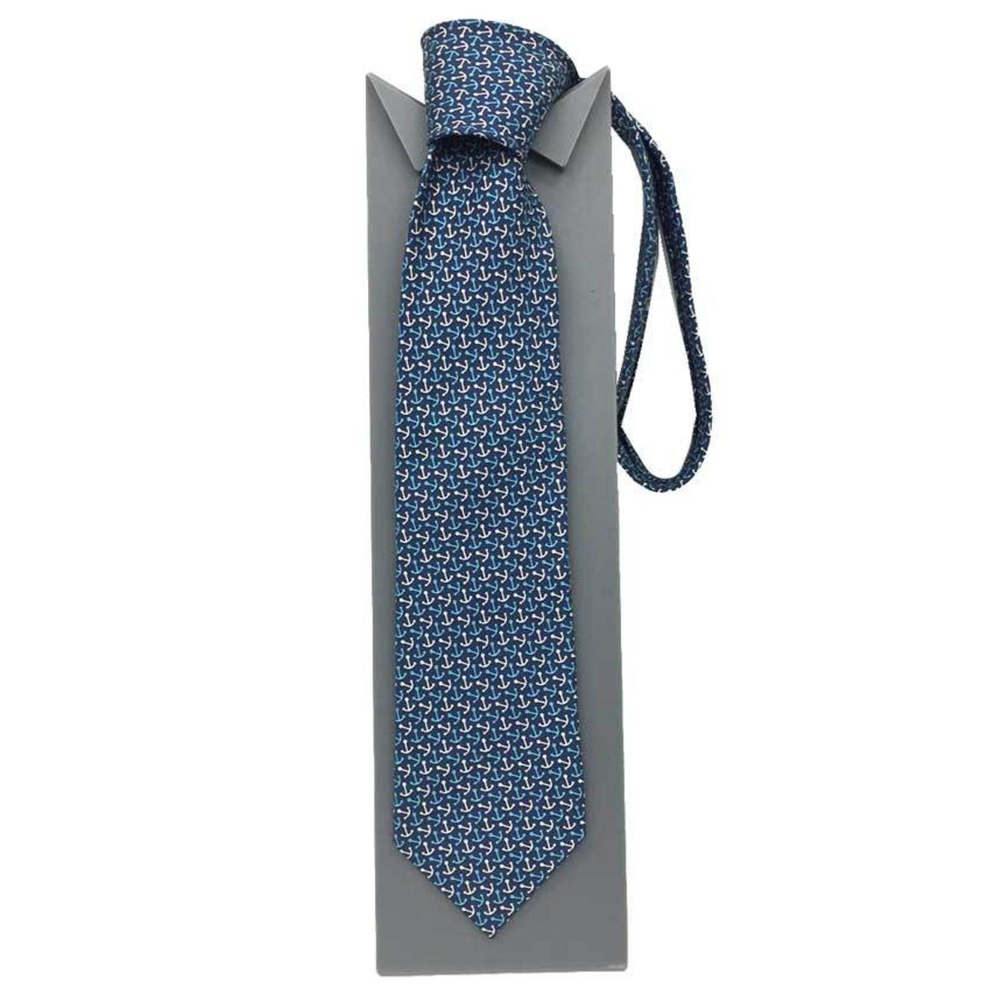 Hermes Men's Silk shops Tie Anchors Geometric Pattern 5358 | Necktie Cravate