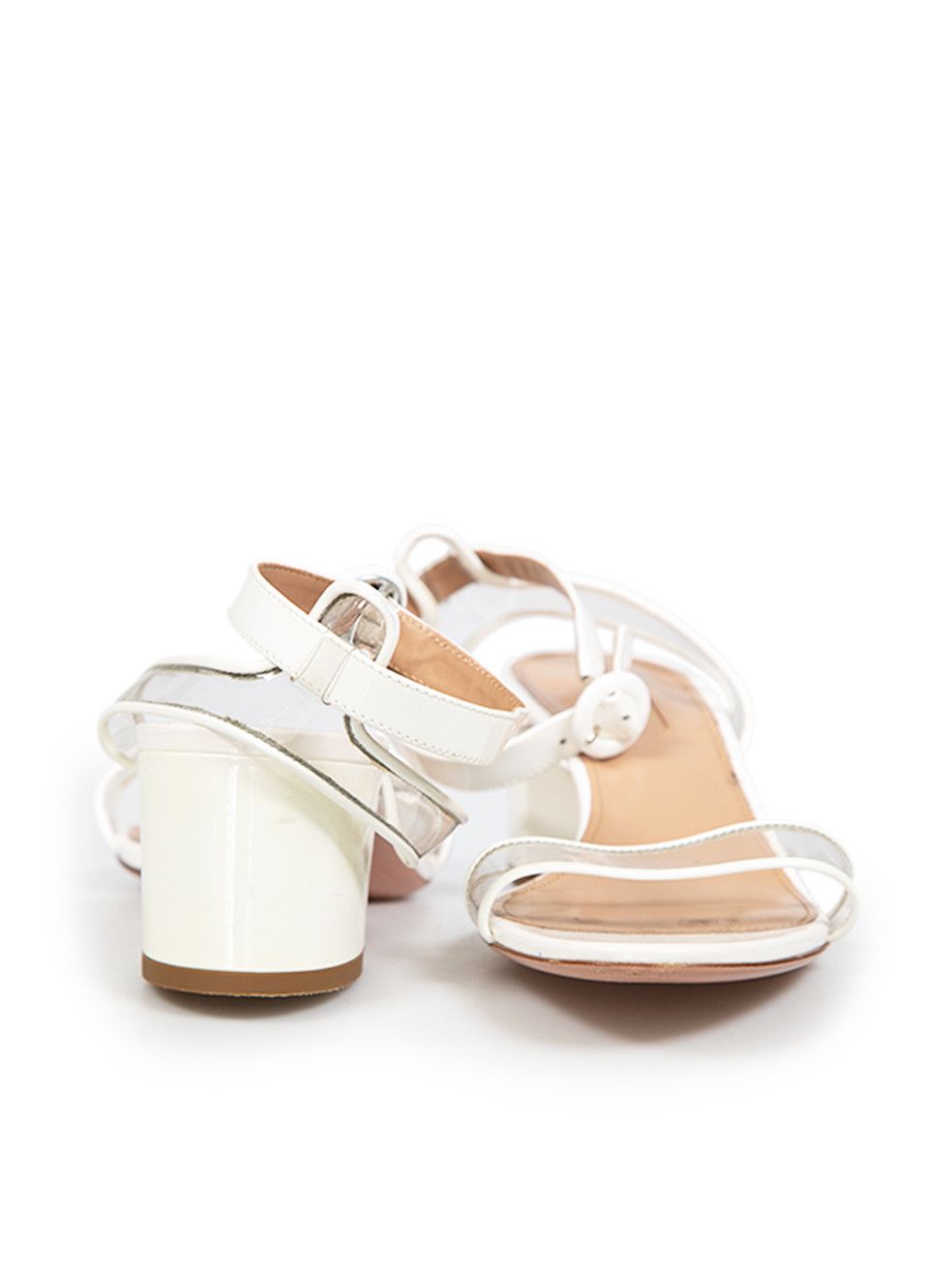 Aquazzura White Patent Open Toe Sandals Size US 7 / IT 37 - 3 Thumbnail