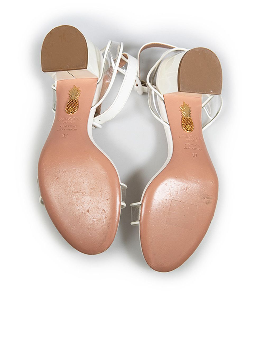Aquazzura White Patent Open Toe Sandals Size US 7 / IT 37 - 4 Thumbnail