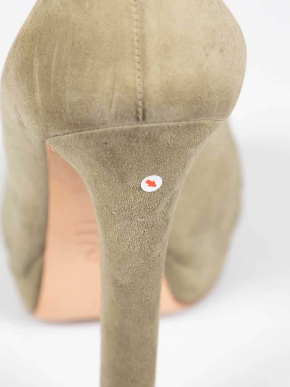 Alexander McQueen Olive Suede Embellished Skull Heels Size US 8.5 / IT 38.5 - 11 Thumbnail