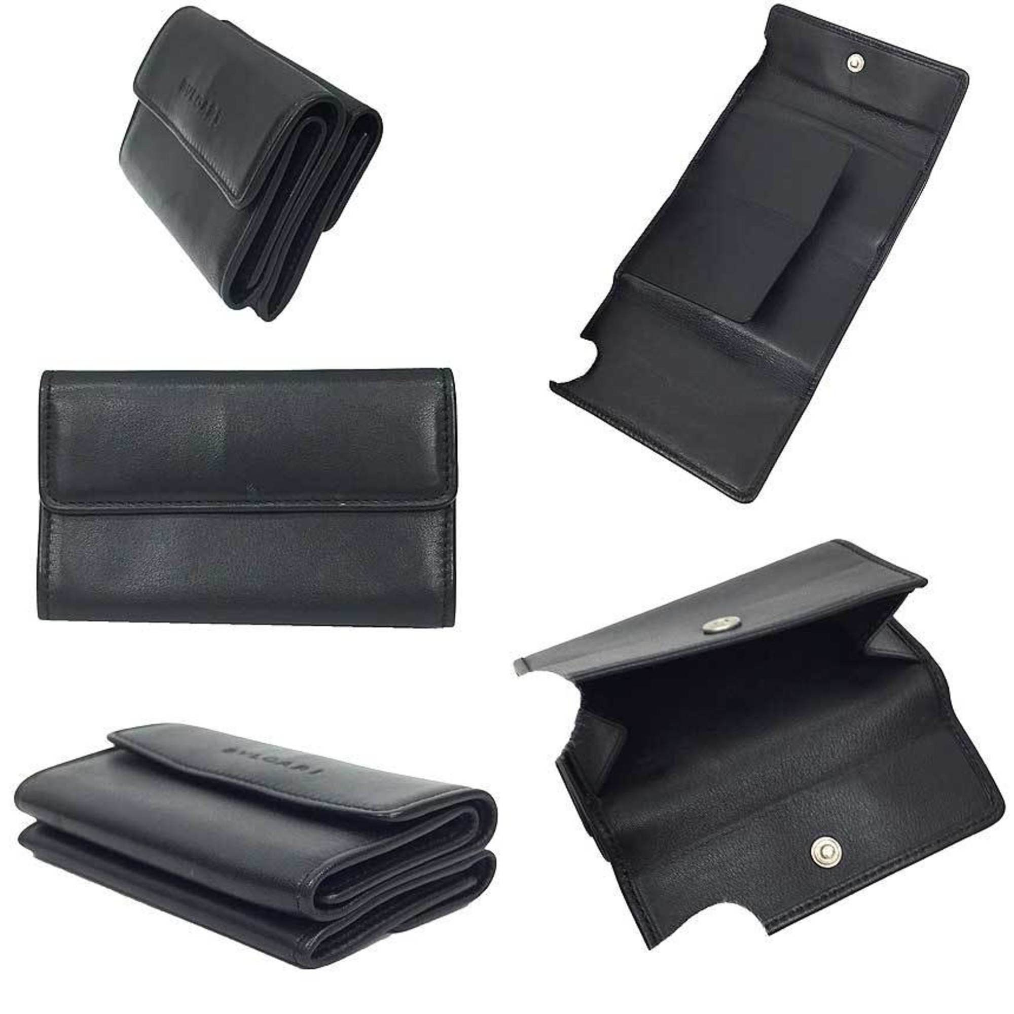 Bvlgari BVLGARI Bulgari Compact Folding Wallet 21371 Leather Black Men's Size ONE SIZE - 2 Thumbnail