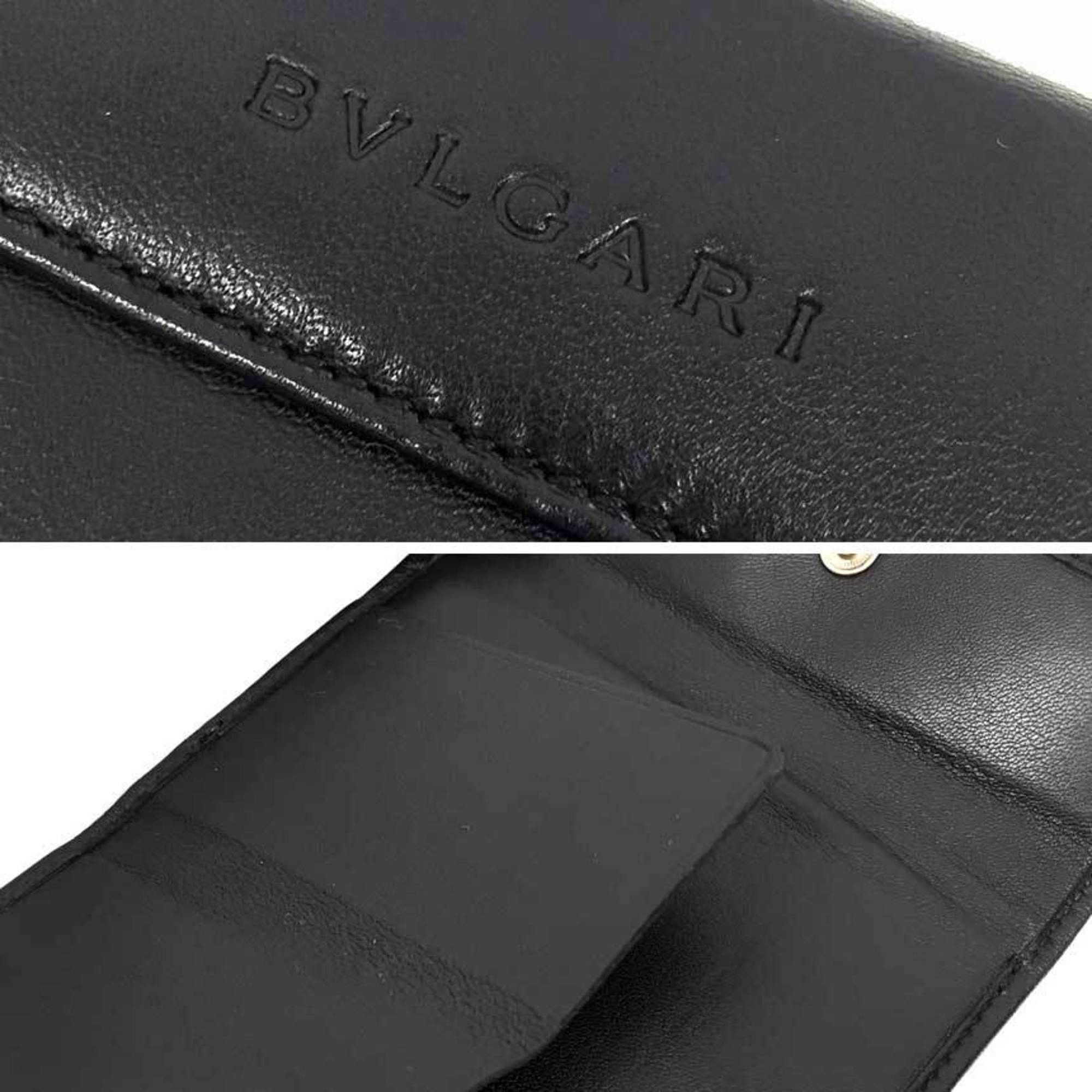 Bvlgari BVLGARI Bulgari Compact Folding Wallet 21371 Leather Black Men's Size ONE SIZE - 3 Thumbnail