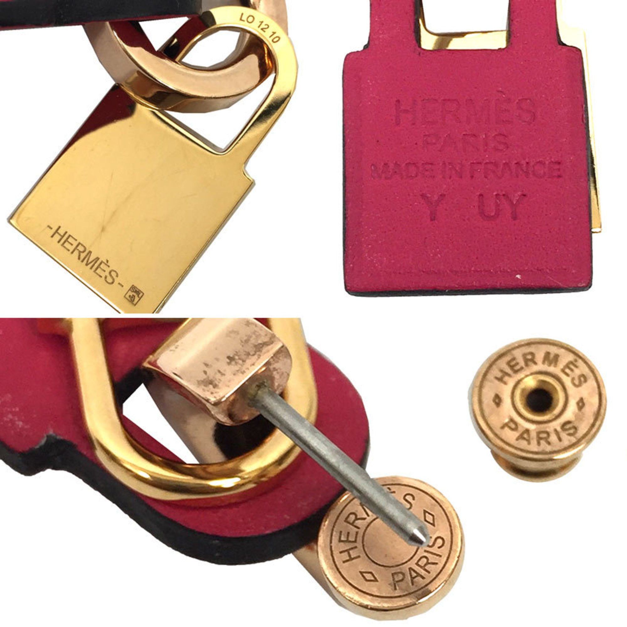 Hermes Hermes Padlock Earrings "O'Kelly" PM Rose Gold/Magenta Y Stamp 2020 Size ONE SIZE - 3 Thumbnail