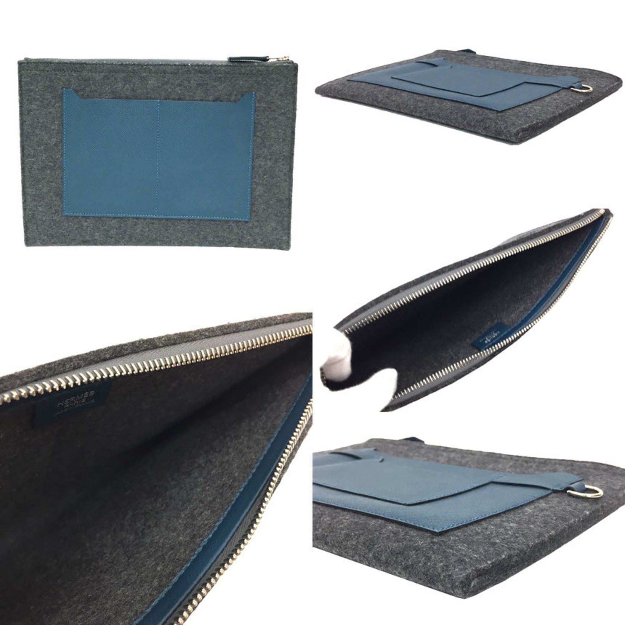 Hermes HERMES TOO DOO 29 Flat Pouch Clutch Bag Second Gray x Blue C Engraved Size ONE SIZE - 2 Thumbnail