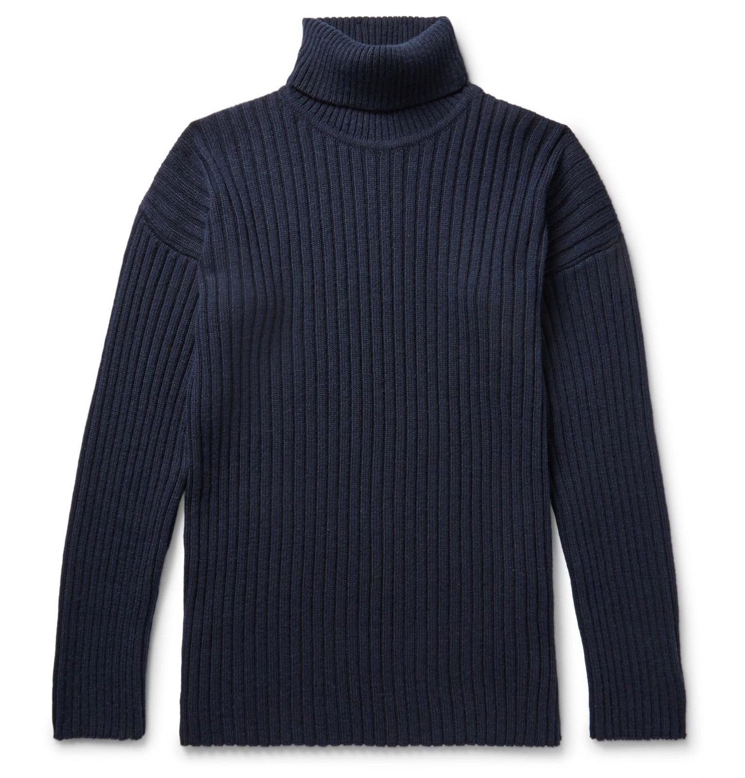 image of Our Legacy Ribbed Wool Rollneck Sweater in Navy, Men's (Size Large)