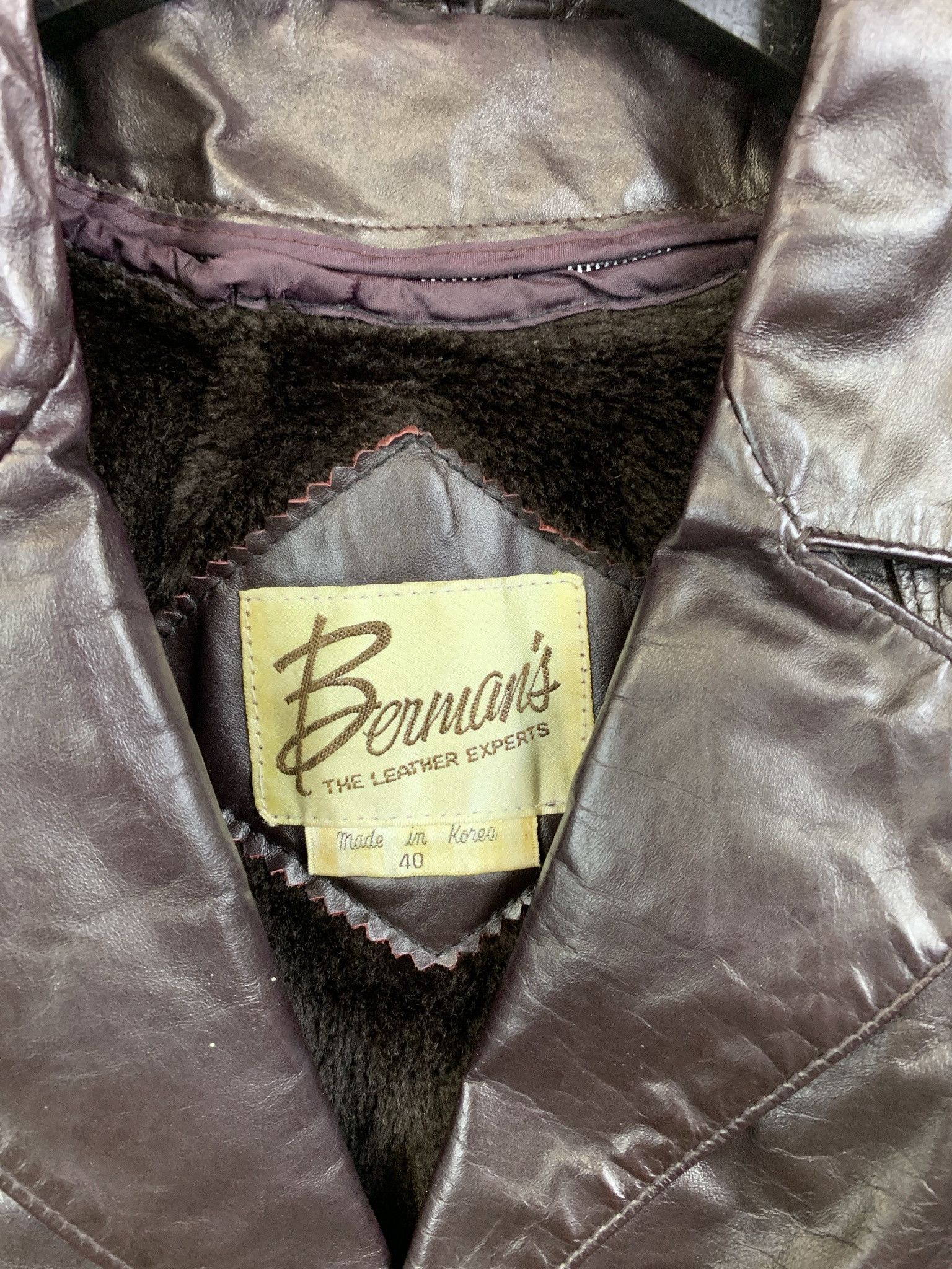 Other Vintage Jacket 1990s Berman's Brown/Purple Leather Long Coat Size S Size US S / EU 44-46 / 1 - 2 Thumbnail