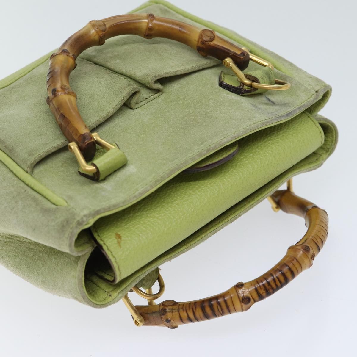 Gucci Bamboo Green Suede Handbag (Pre-Owned) Size ONE SIZE - 4 Thumbnail