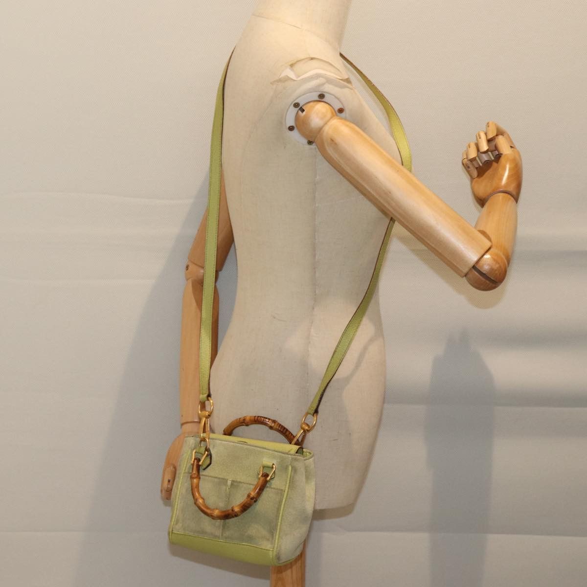 Gucci Bamboo Green Suede Handbag (Pre-Owned) Size ONE SIZE - 7 Thumbnail