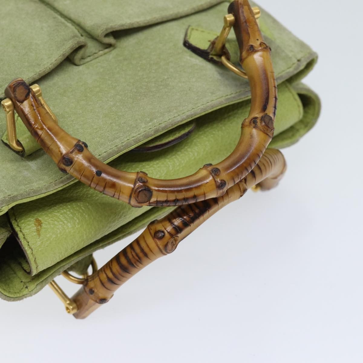 Gucci Bamboo Green Suede Handbag (Pre-Owned) Size ONE SIZE - 12 Thumbnail