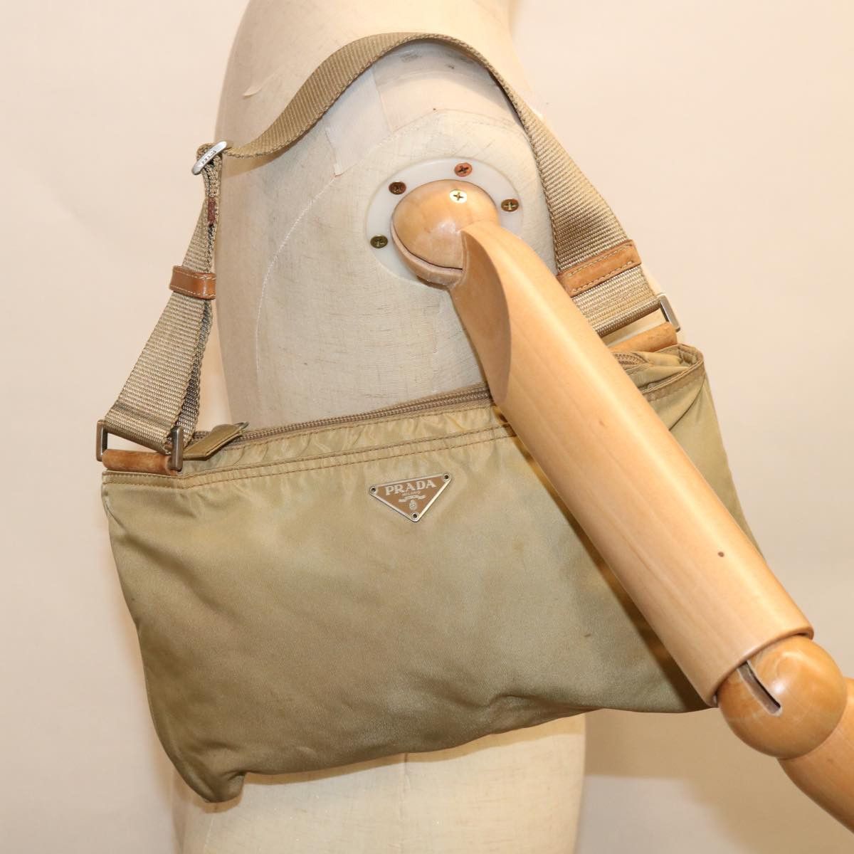 Prada Tessuto Beige Synthetic Shoulder Bag (Pre-Owned) Size ONE SIZE - 7 Thumbnail