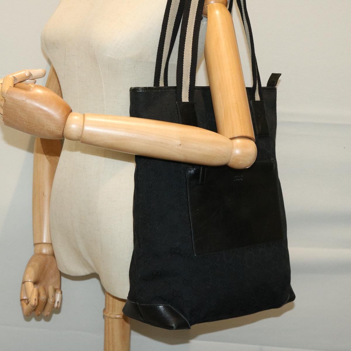 Gucci Gg Canvas Black Canvas Tote Bag (Pre-Owned) Size ONE SIZE - 8 Thumbnail