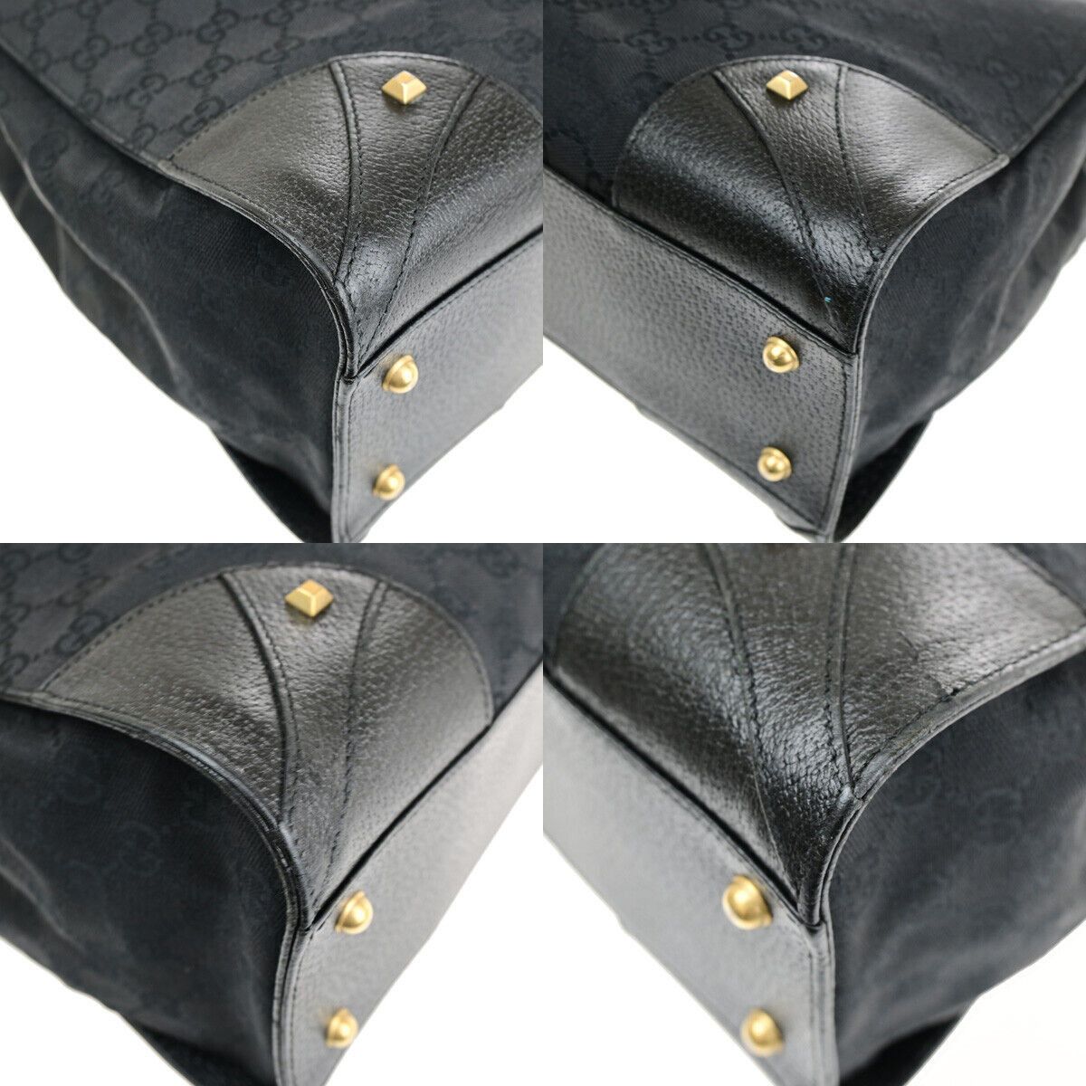 Gucci Logo Black Canvas Handbag (Pre-Owned) Size ONE SIZE - 6 Thumbnail
