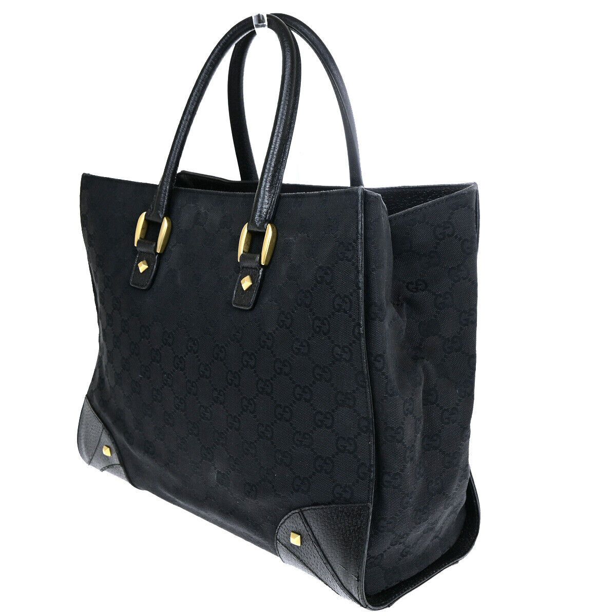 Gucci Logo Black Canvas Handbag (Pre-Owned) Size ONE SIZE - 3 Thumbnail
