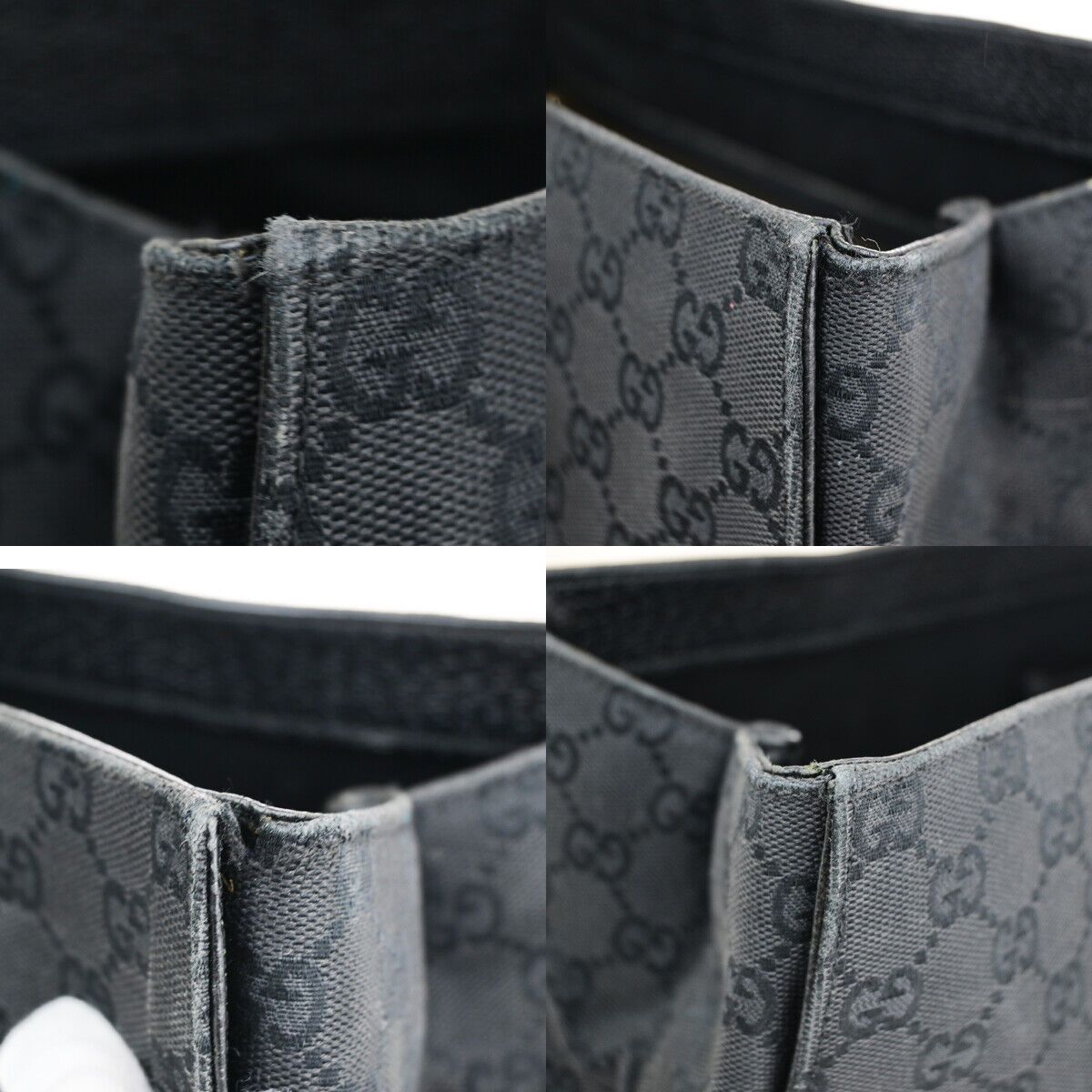 Gucci Logo Black Canvas Handbag (Pre-Owned) Size ONE SIZE - 12 Thumbnail