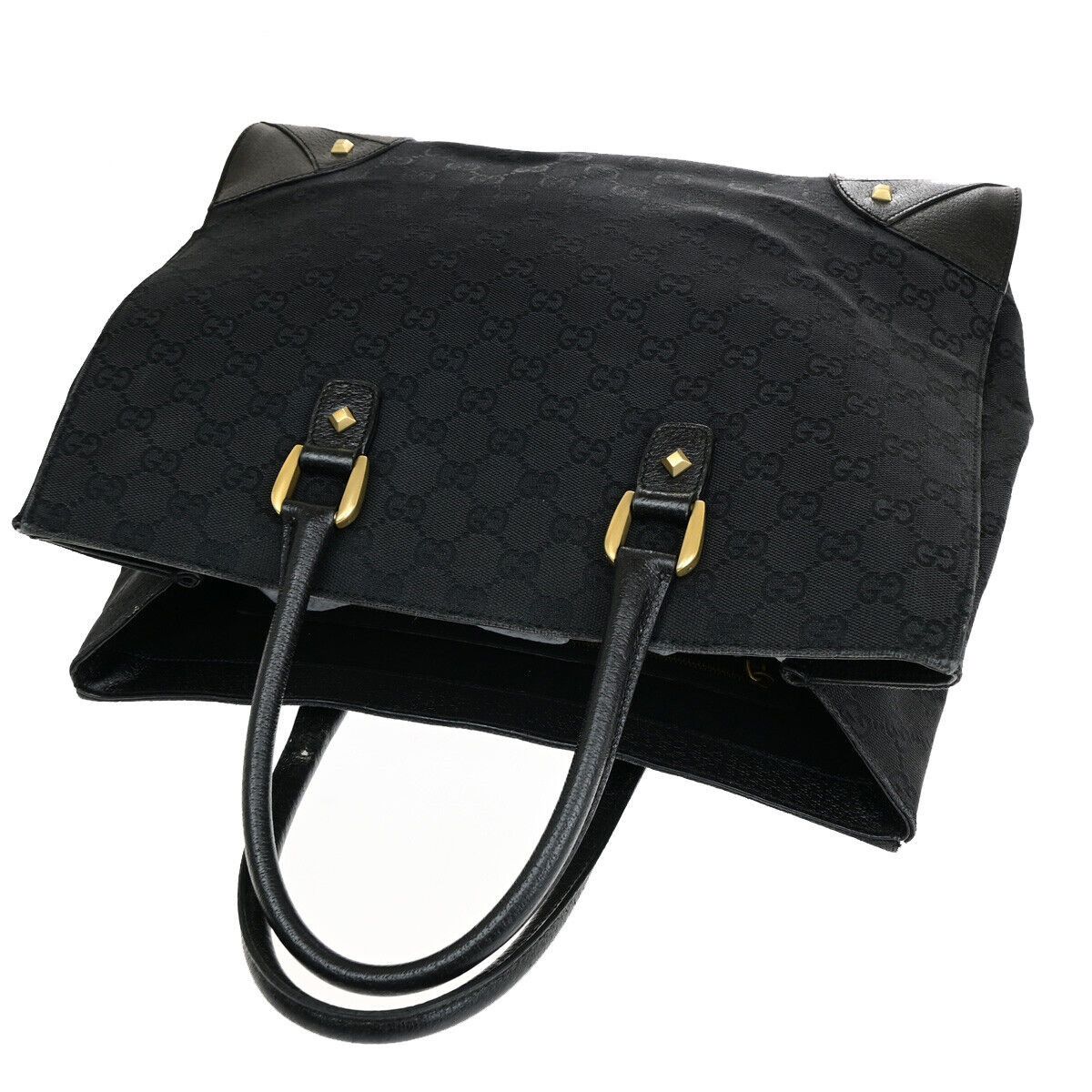 Gucci Logo Black Canvas Handbag (Pre-Owned) Size ONE SIZE - 5 Thumbnail