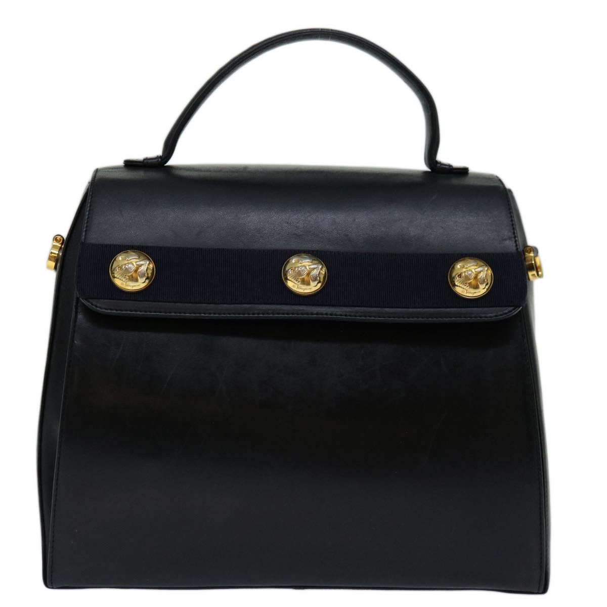 Salvatore Ferragamo Black Leather Handbag (Pre-Owned) Size ONE SIZE - 9 Thumbnail