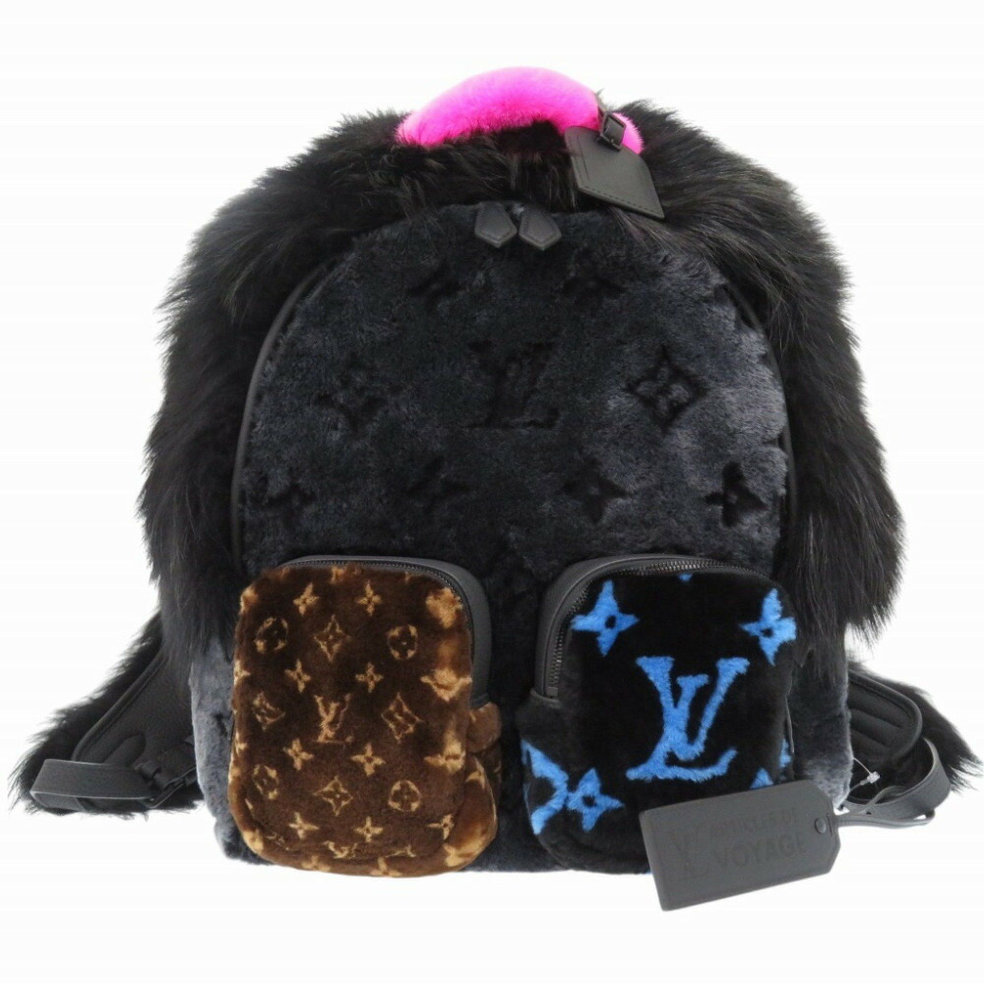 Louis Vuitton Louis Vuitton Automne Hiver 2020 M56852 Multi-Fur Backpack Black LV 0308LOUIS VUITTON Men's Size ONE SIZE - 2 Thumbnail