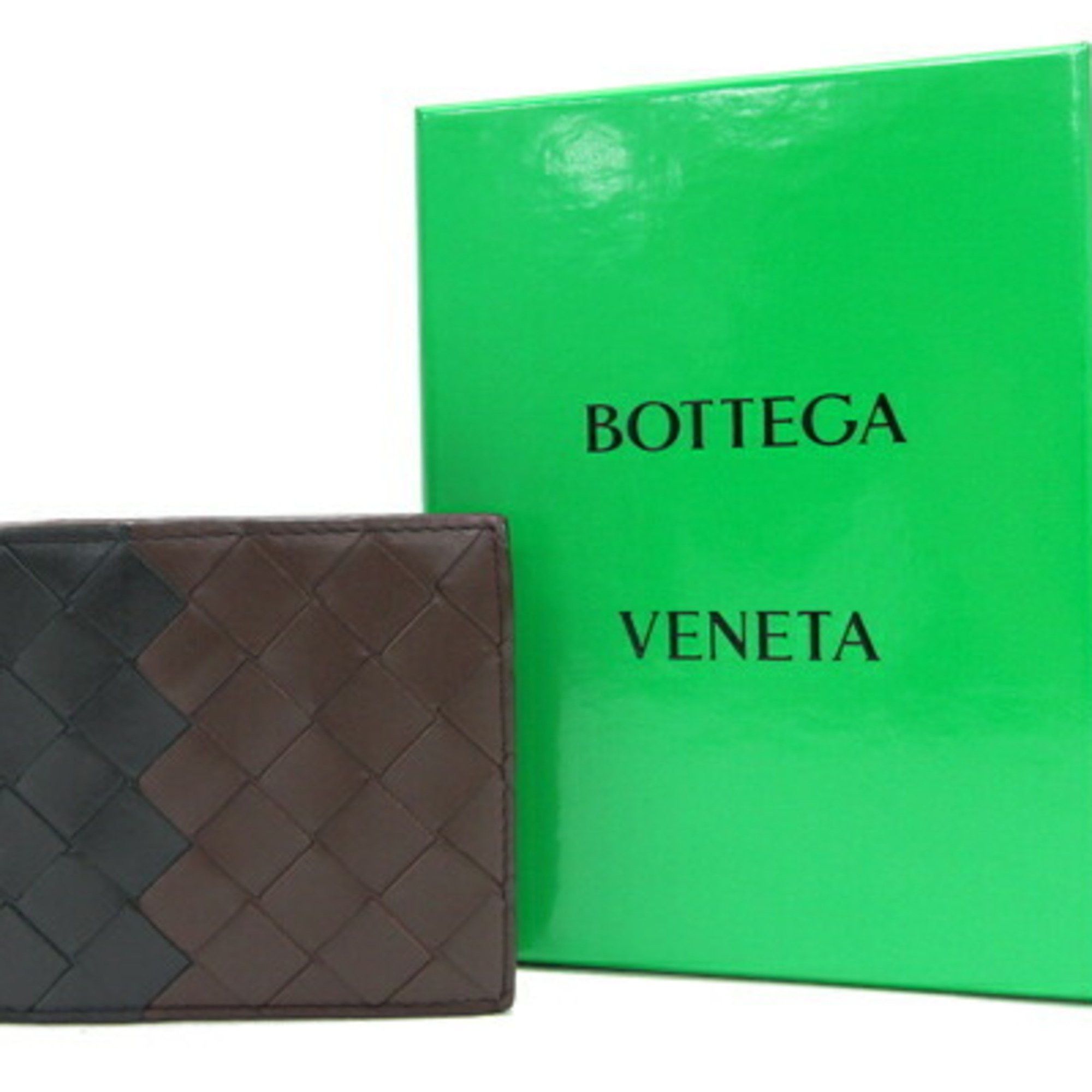 Bottega Veneta Bottega Veneta Bi-fold Wallet Intrecciato 605722 Brown Black Leather Compact Bicolor Men's BOTTEGA VENETA Size ONE SIZE - 9 Thumbnail