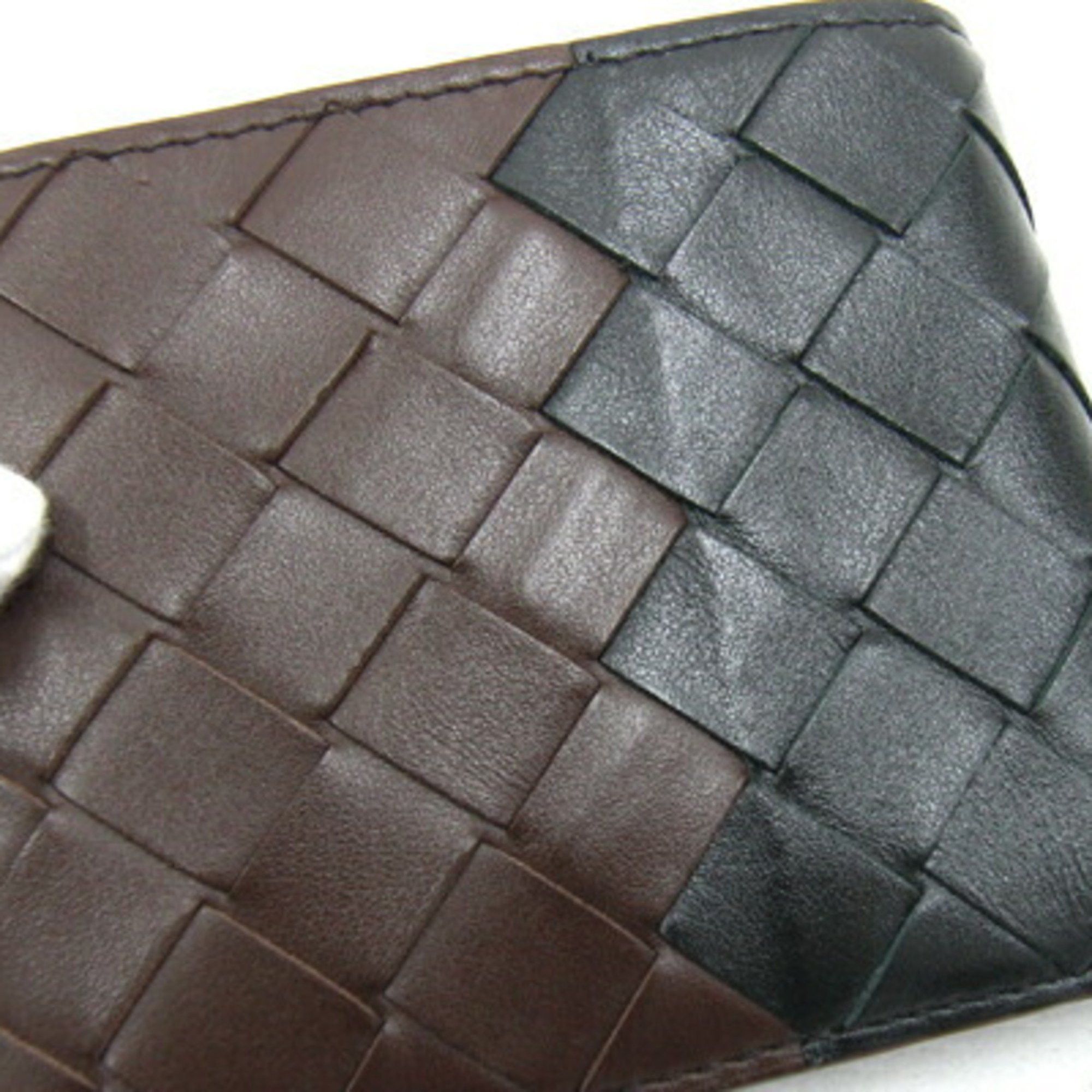 Bottega Veneta Bottega Veneta Bi-fold Wallet Intrecciato 605722 Brown Black Leather Compact Bicolor Men's BOTTEGA VENETA Size ONE SIZE - 5 Thumbnail