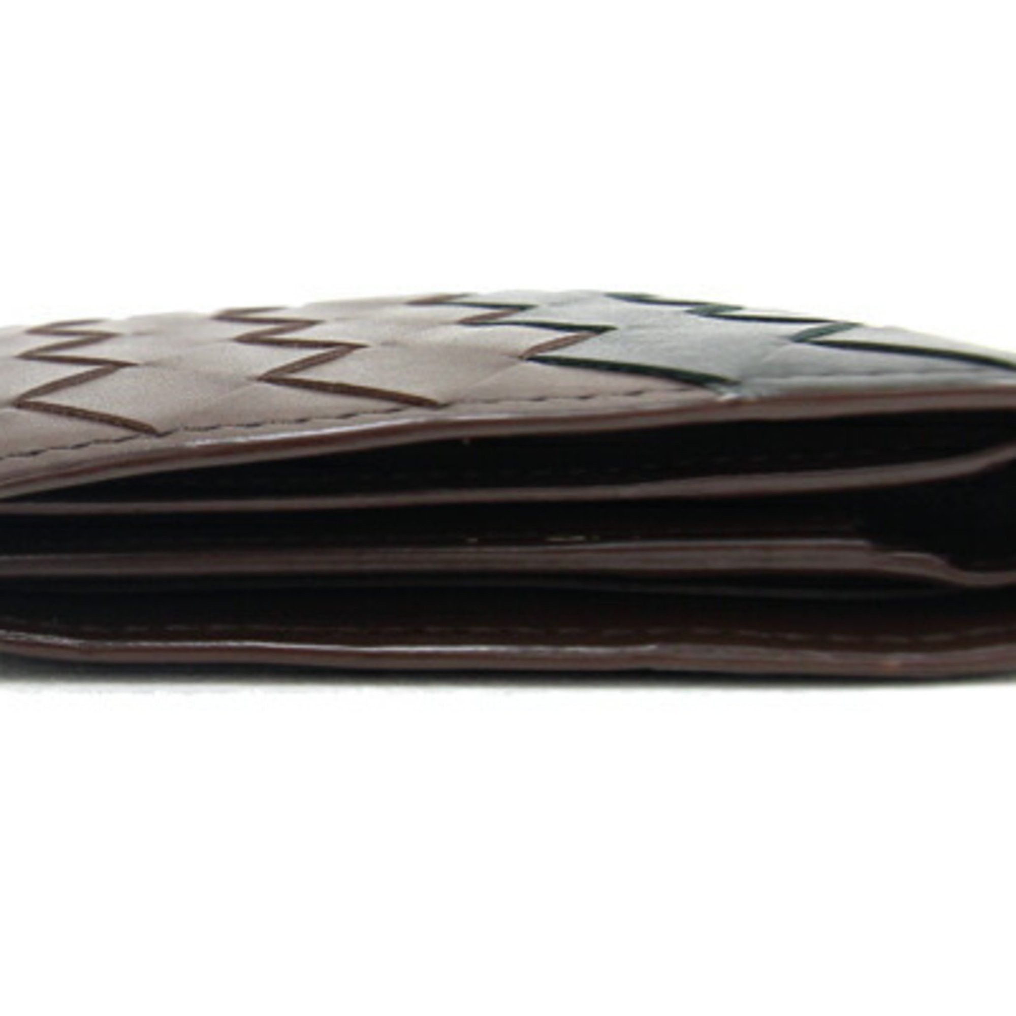 Bottega Veneta Bottega Veneta Bi-fold Wallet Intrecciato 605722 Brown Black Leather Compact Bicolor Men's BOTTEGA VENETA Size ONE SIZE - 4 Thumbnail